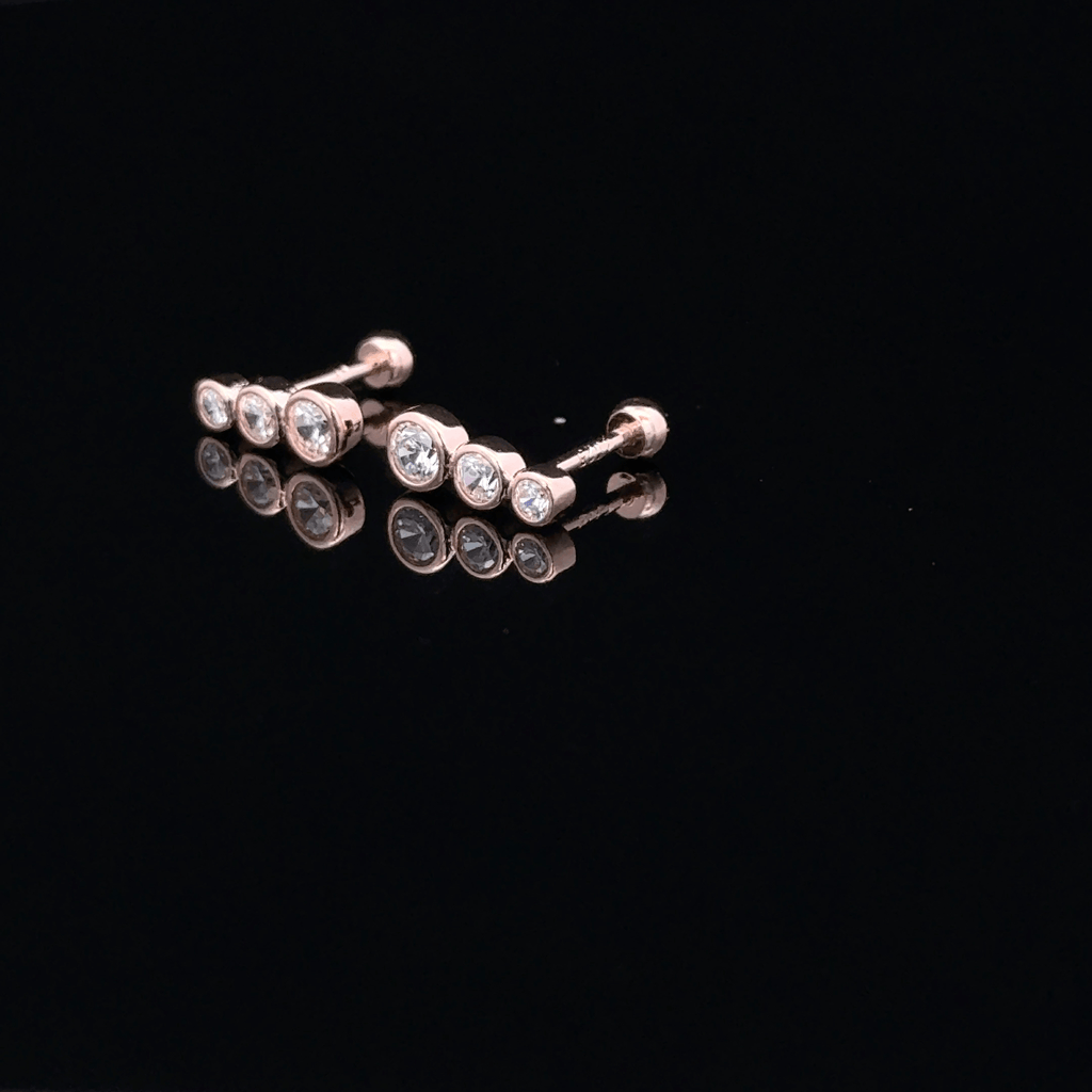 Rosegold 3 Stone Second Stud