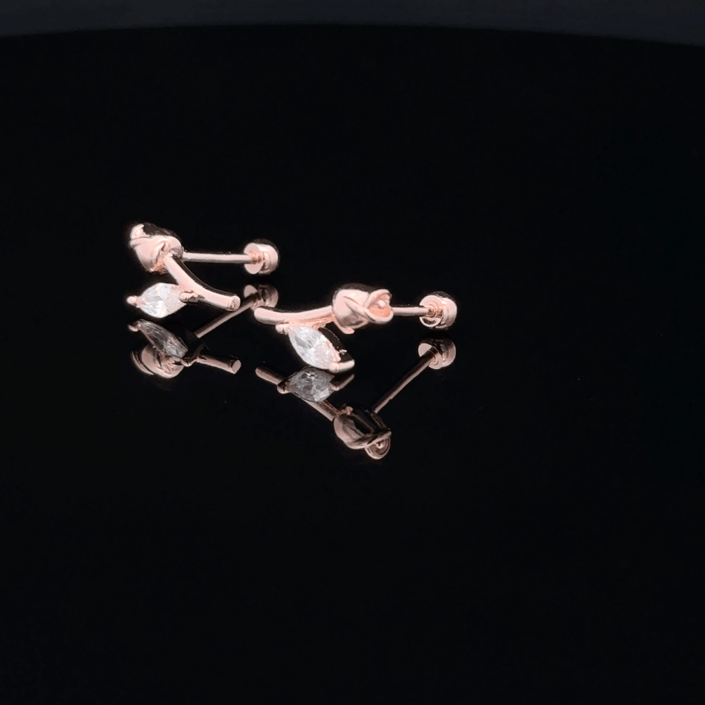 Rose gold Flower with leaf second stud