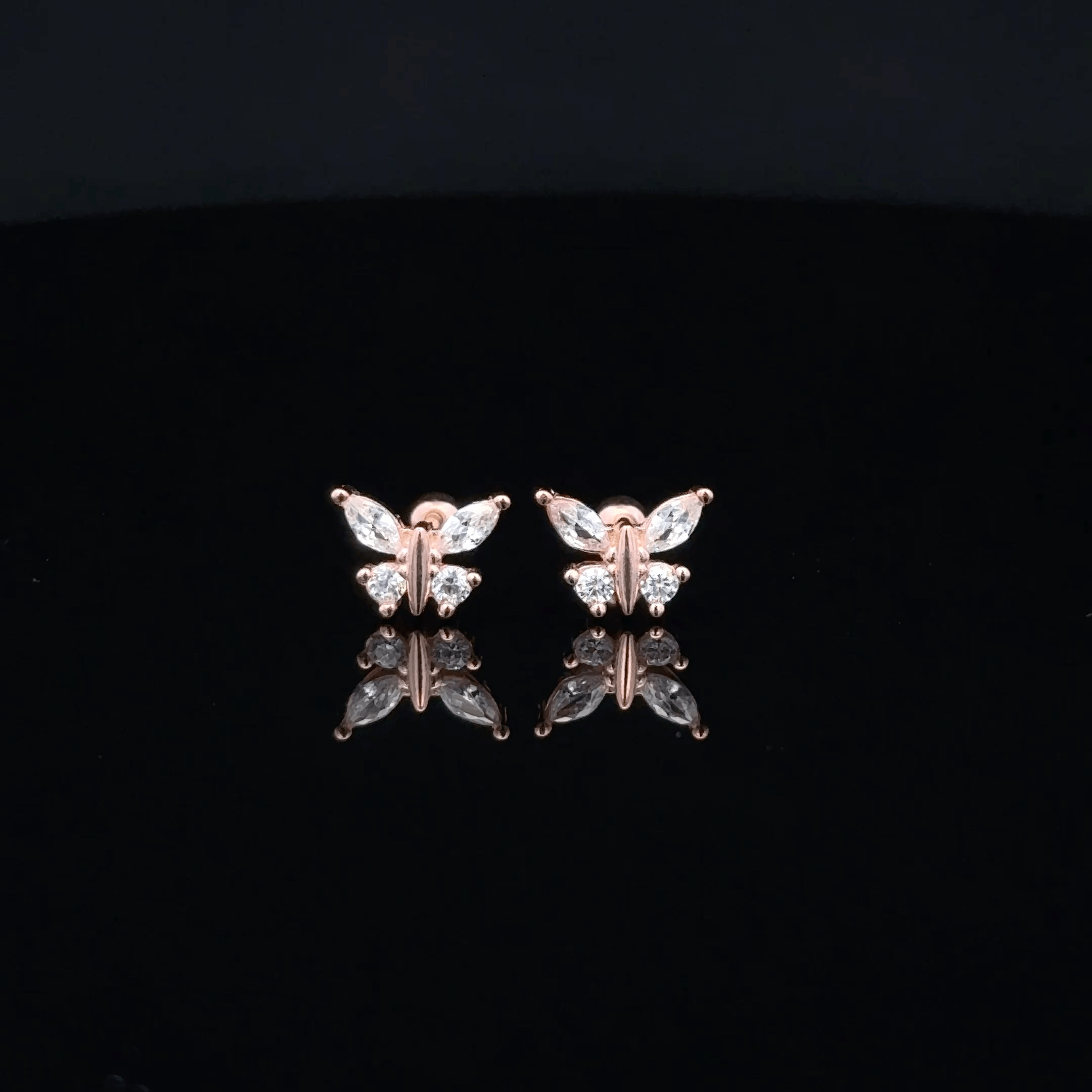 Rose gold butterfly second stud