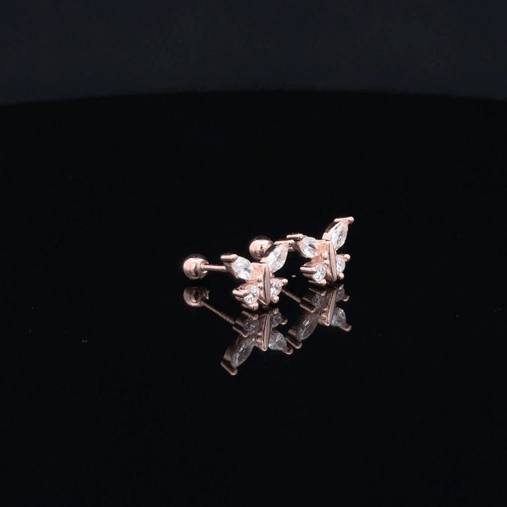 Rose gold butterfly second stud