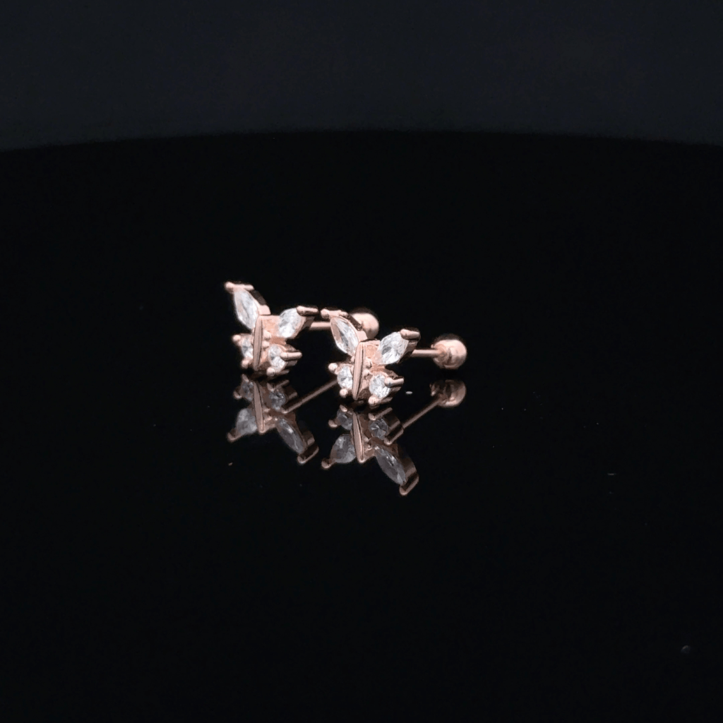 Rose gold butterfly second stud