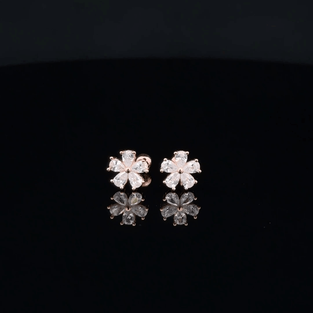 Rose gold Flower second stud