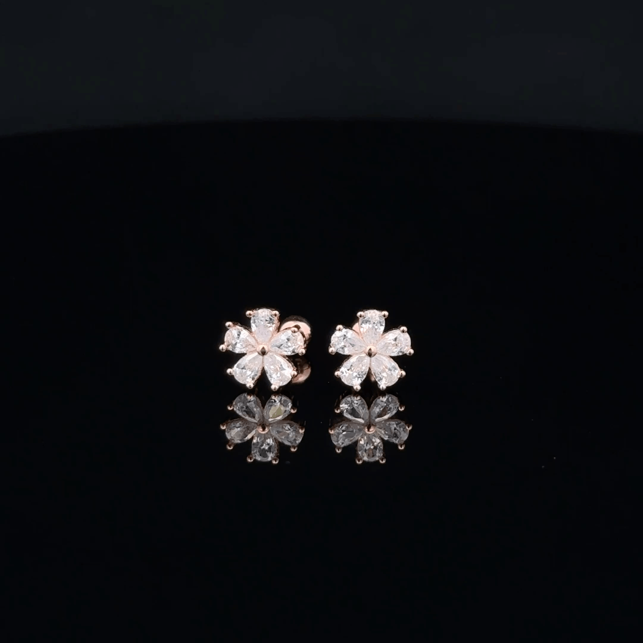 Rose gold Flower second stud