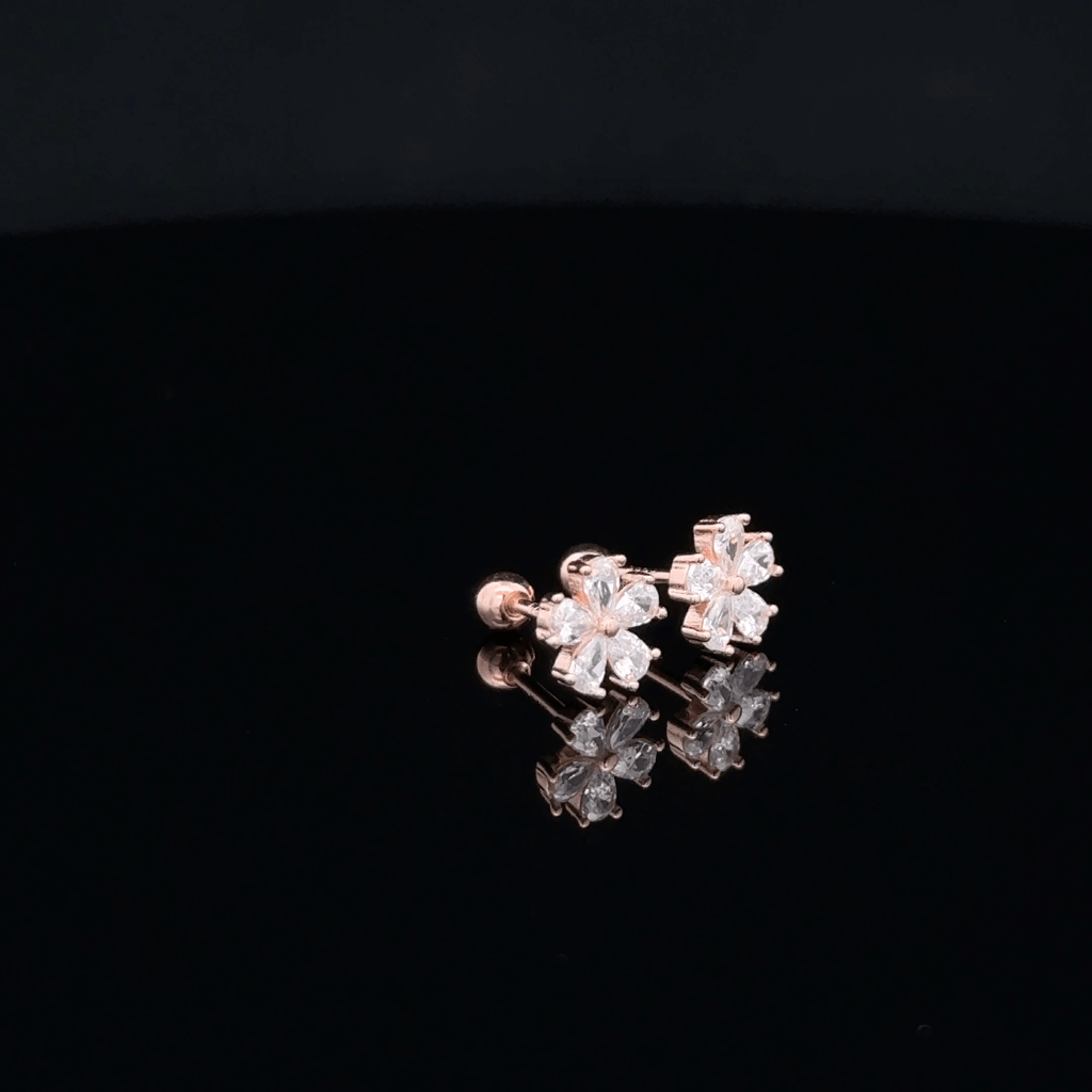 Rose gold Flower second stud