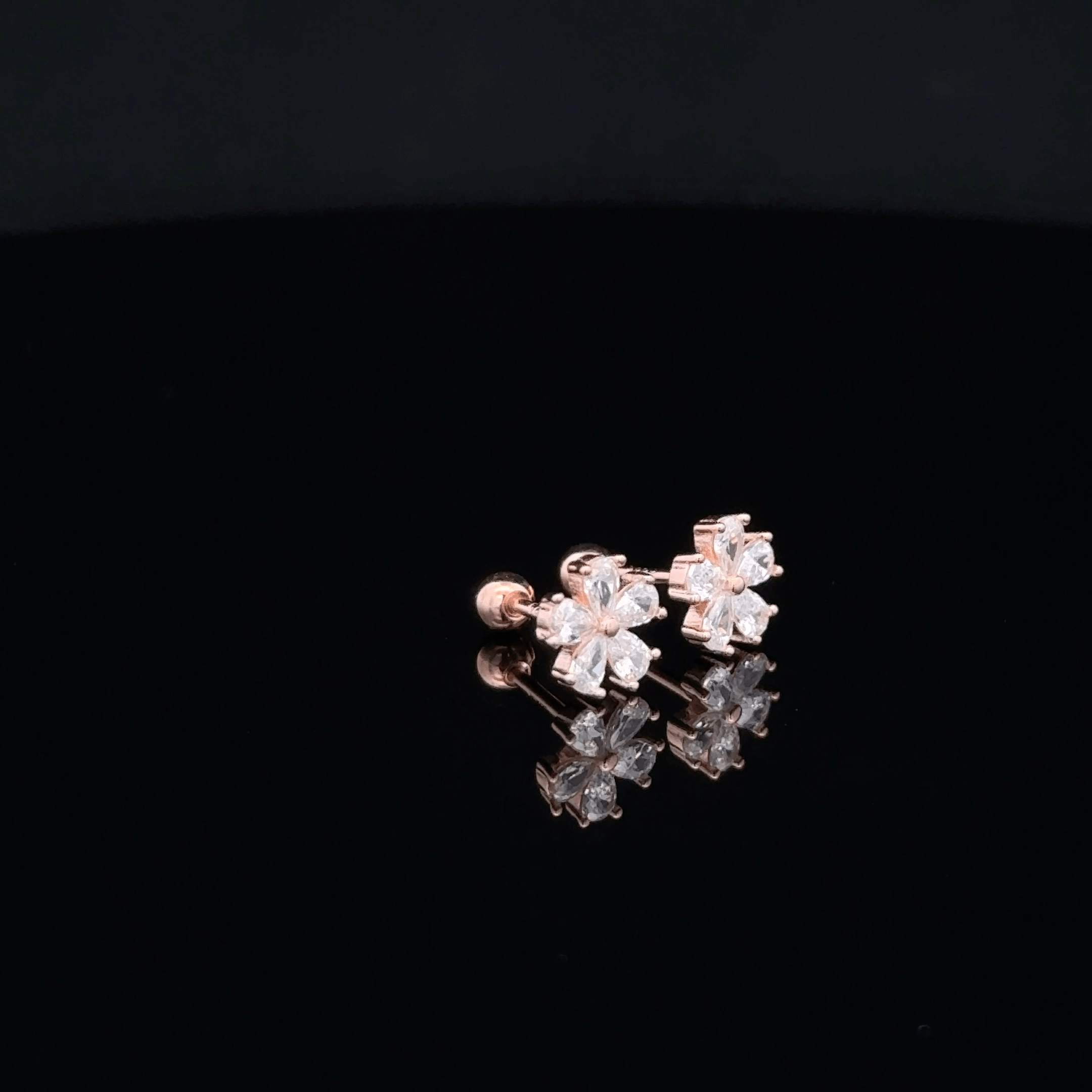 Rose gold Flower second stud