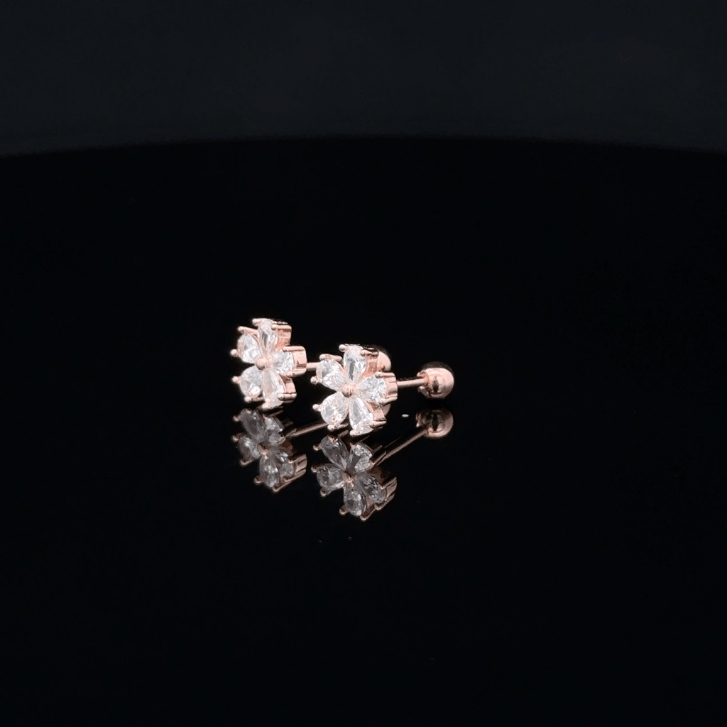 Rose gold Flower second stud