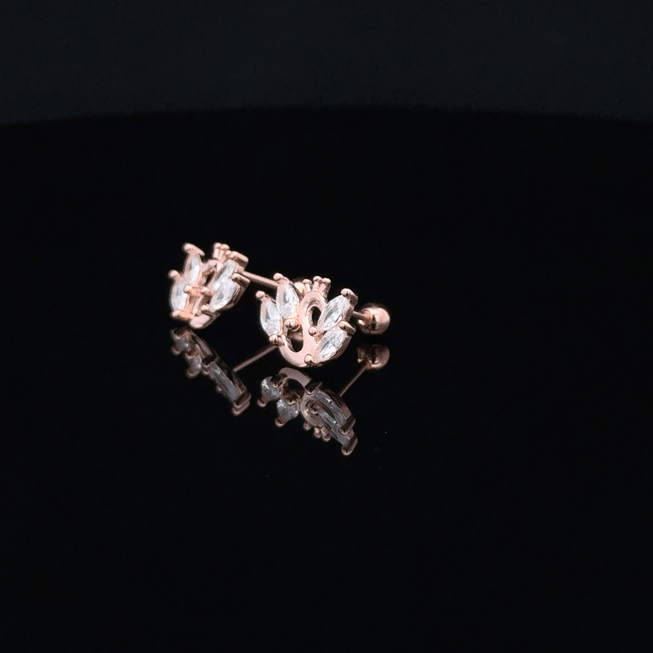 Rose gold Peacock second stud