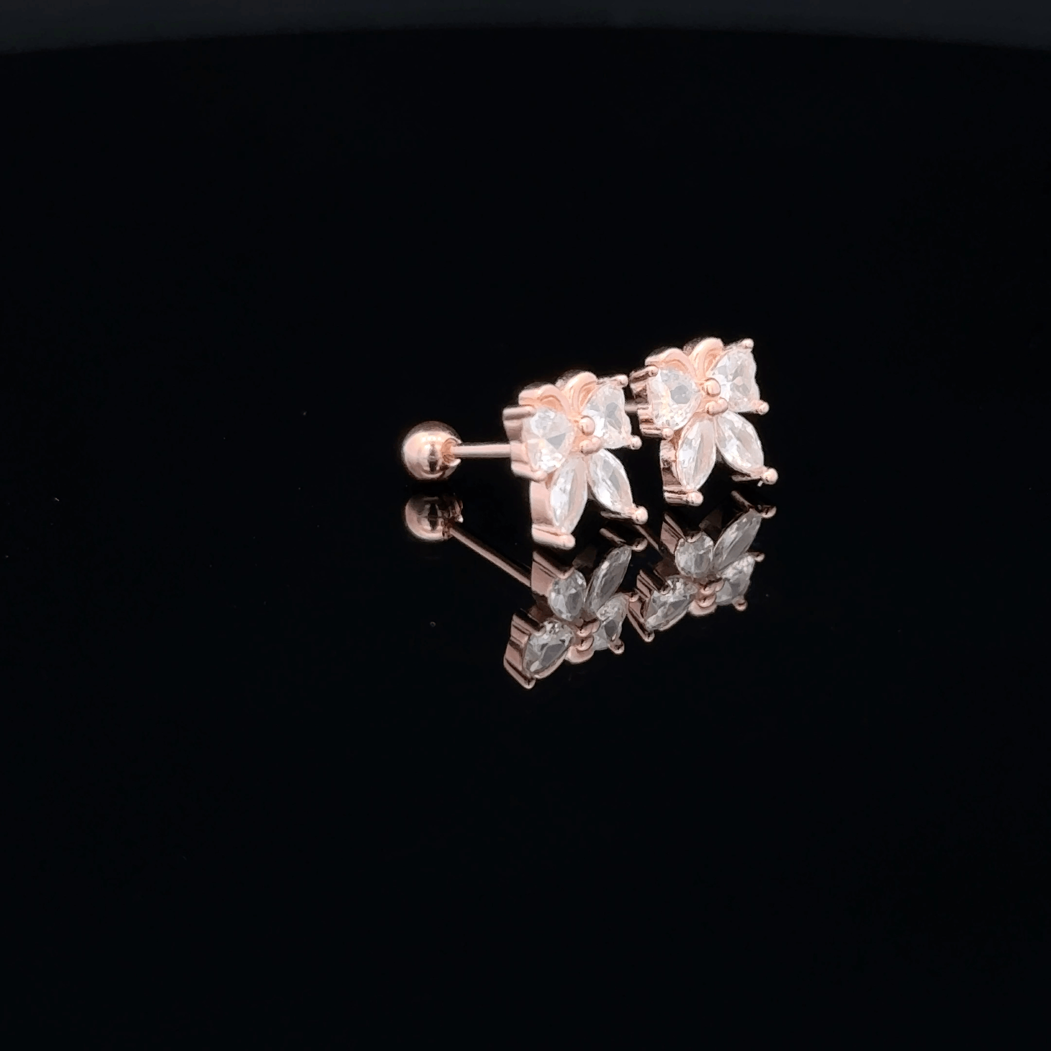 Rose gold Butterfly second stud