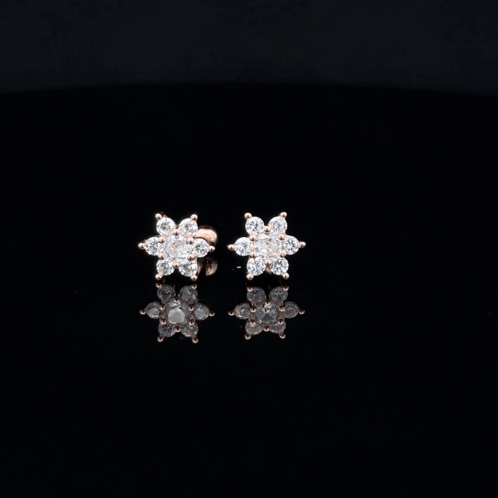 Rose gold flower shape second stud