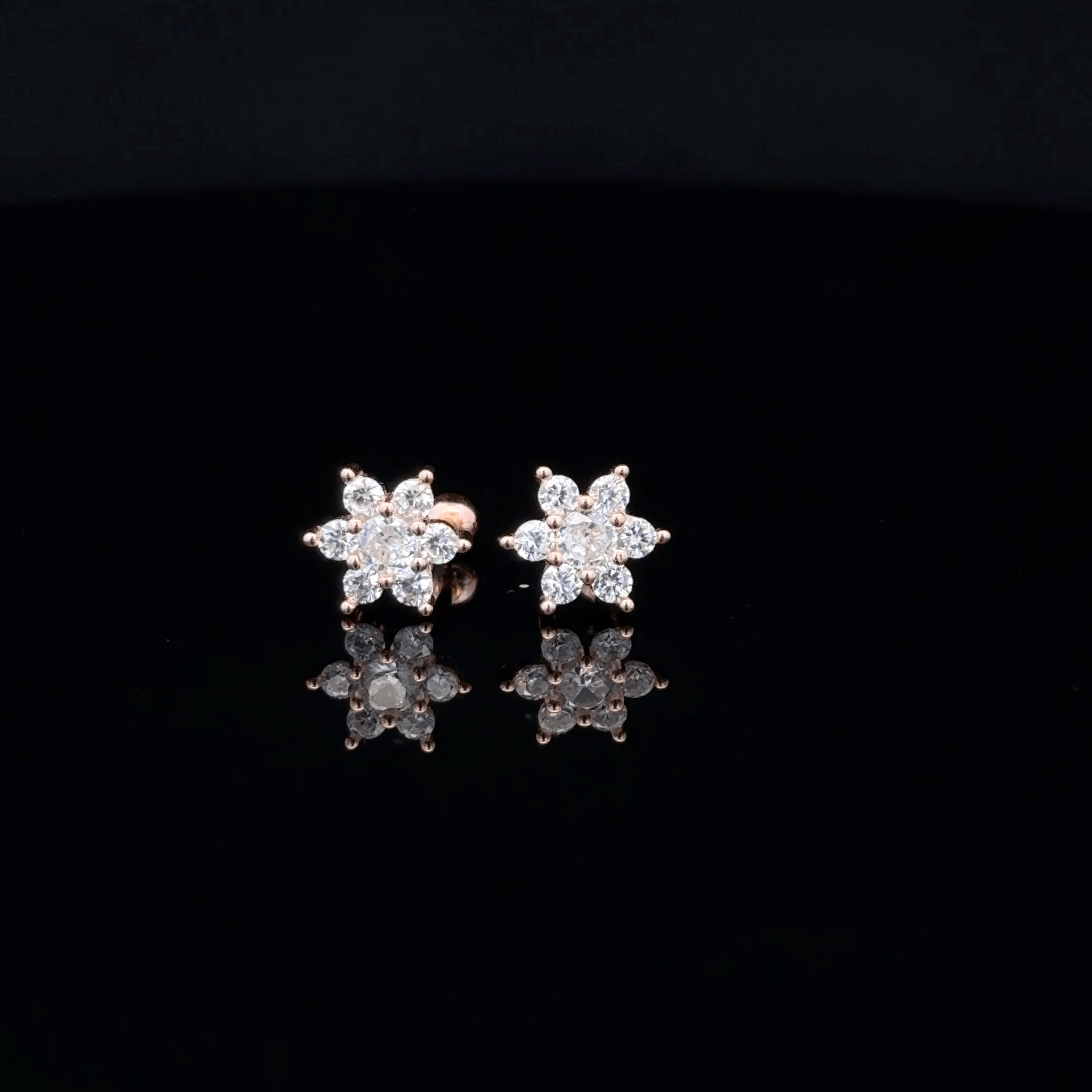 Rose gold flower shape second stud