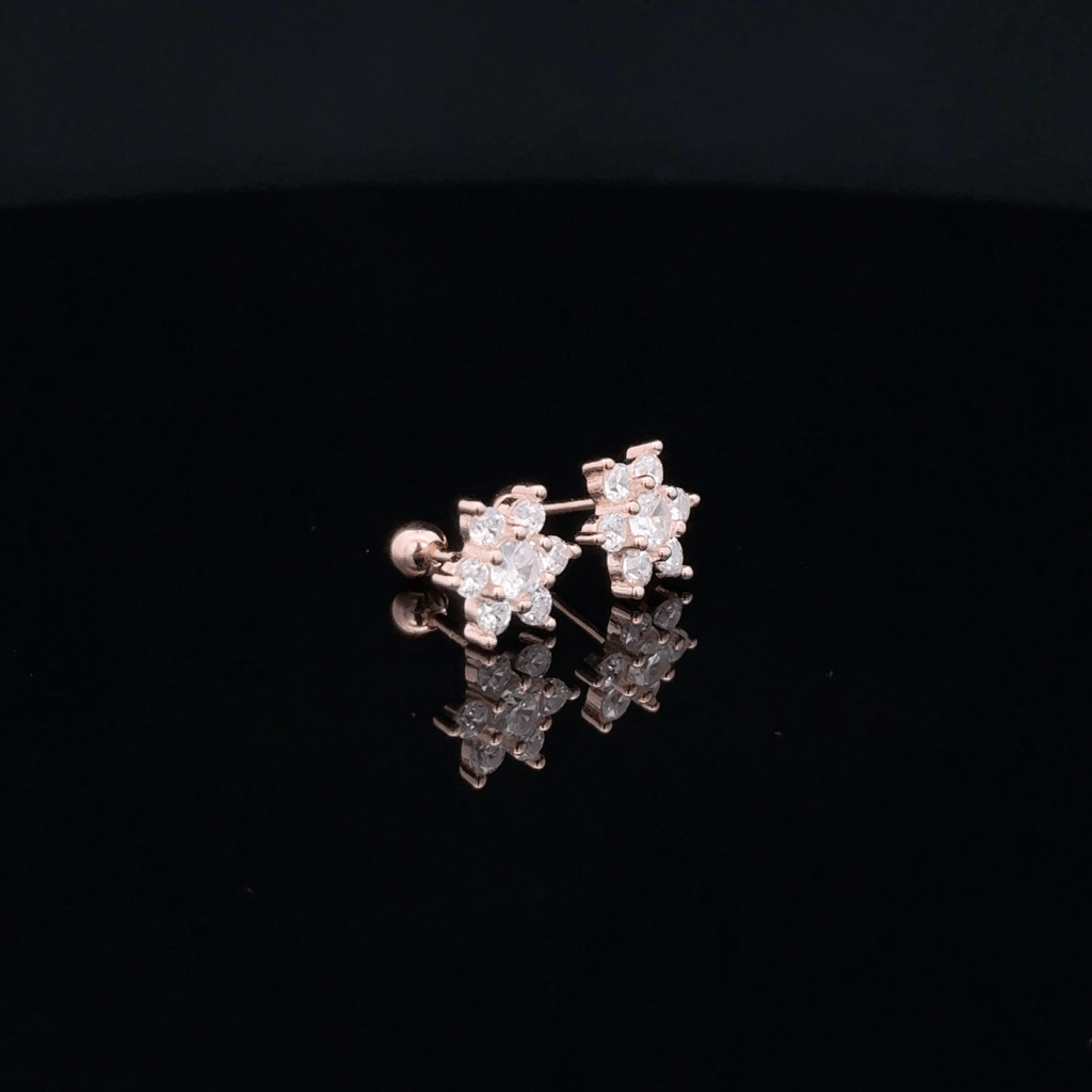 Rose gold flower shape second stud