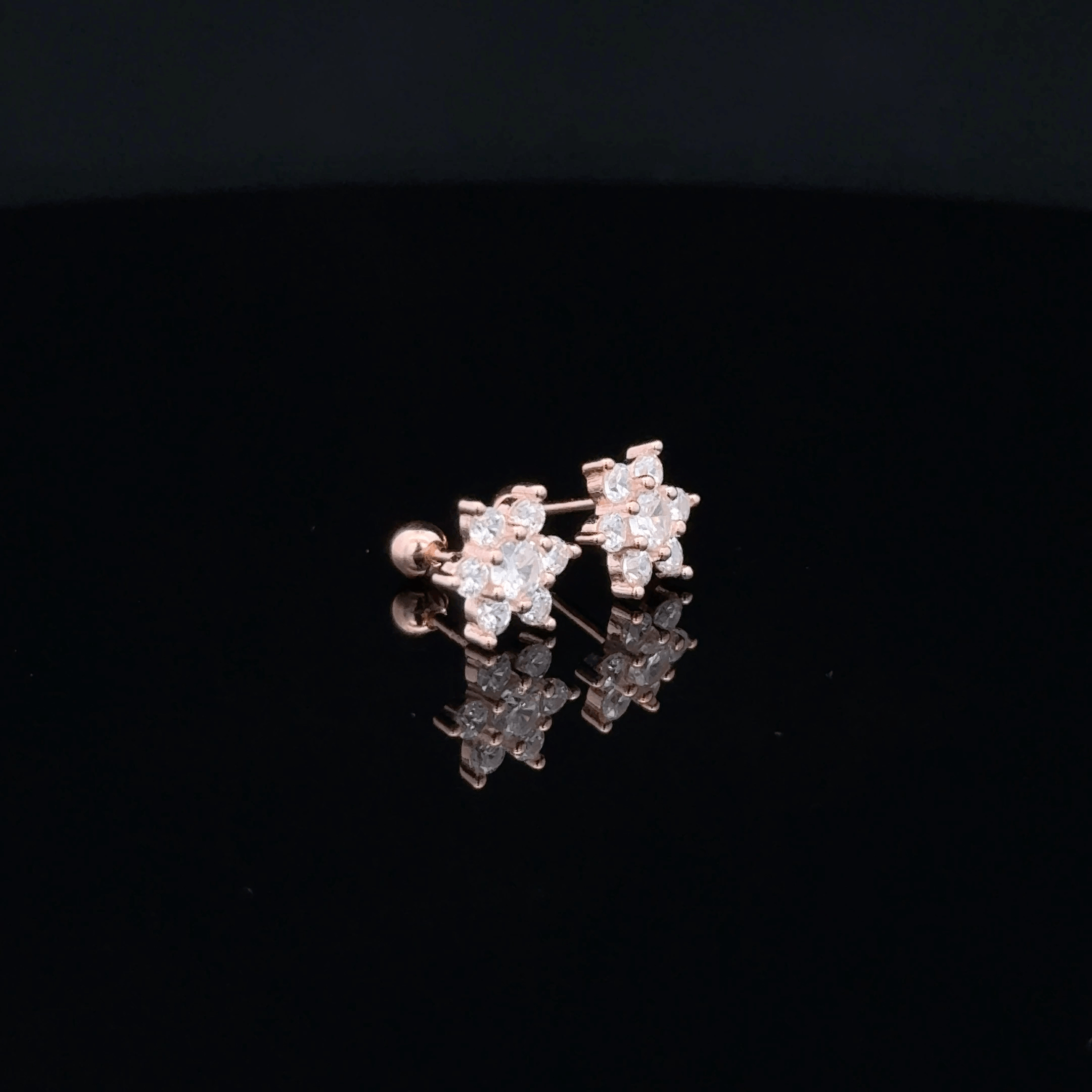 Rose gold flower shape second stud