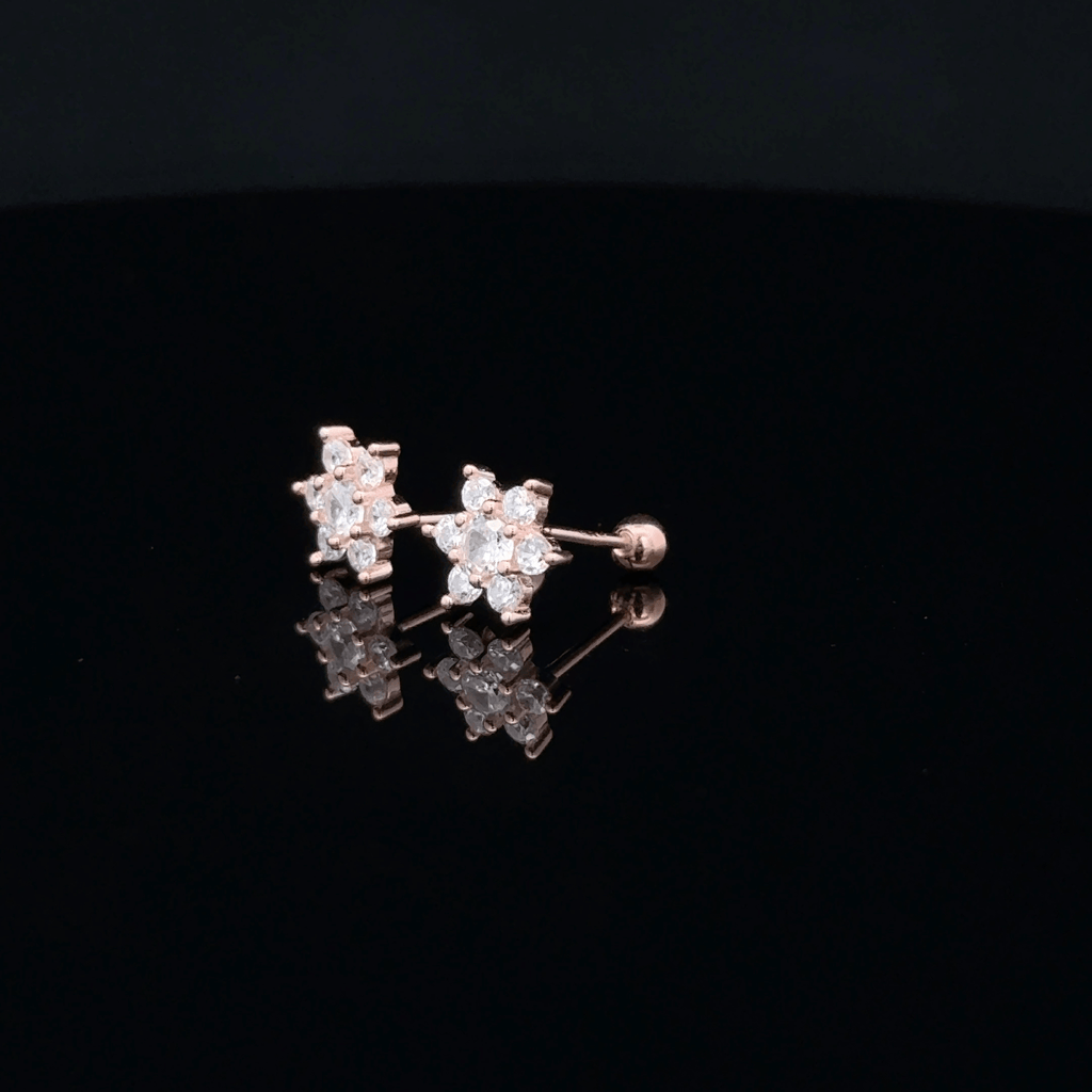 Rose gold flower shape second stud