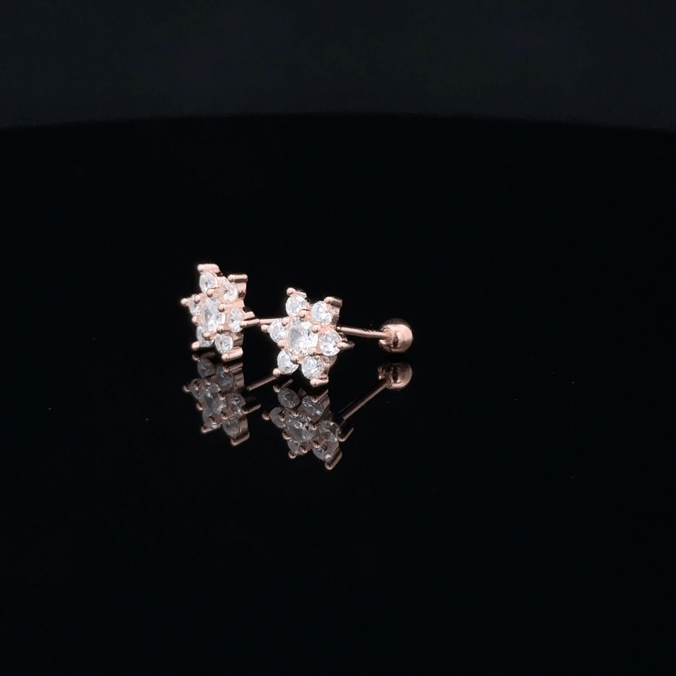 Rose gold flower shape second stud