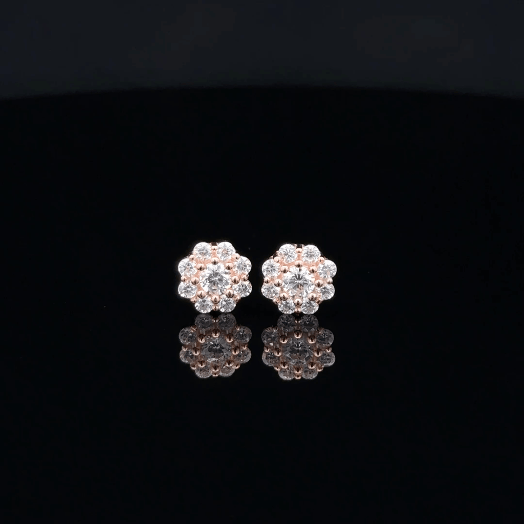 Rose gold Flower second stud