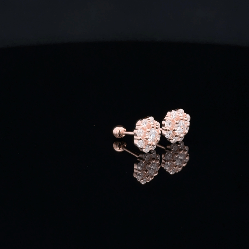 Rose gold Flower second stud