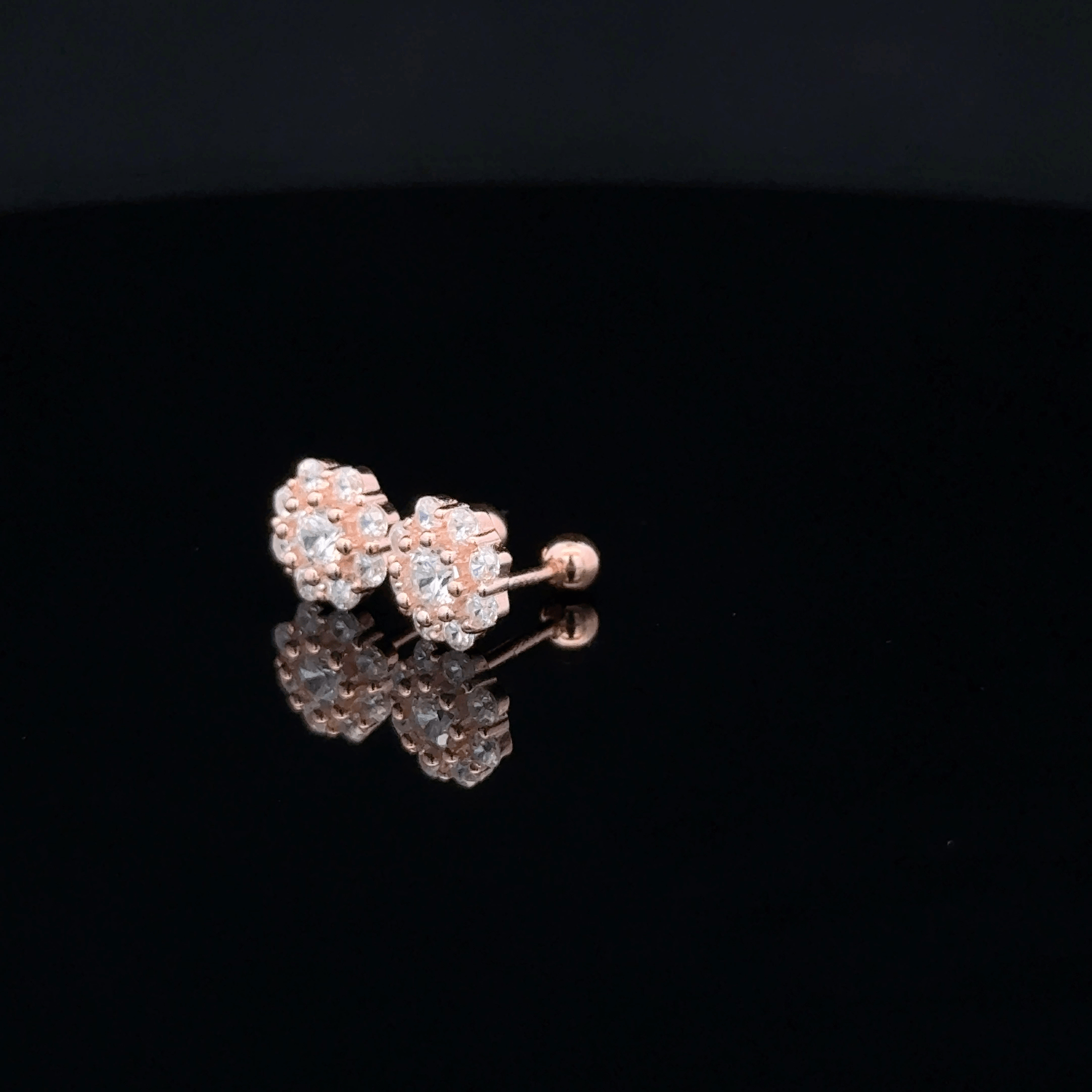 Rose gold Flower second stud