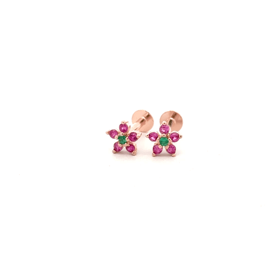 Green Stone Flower Earring