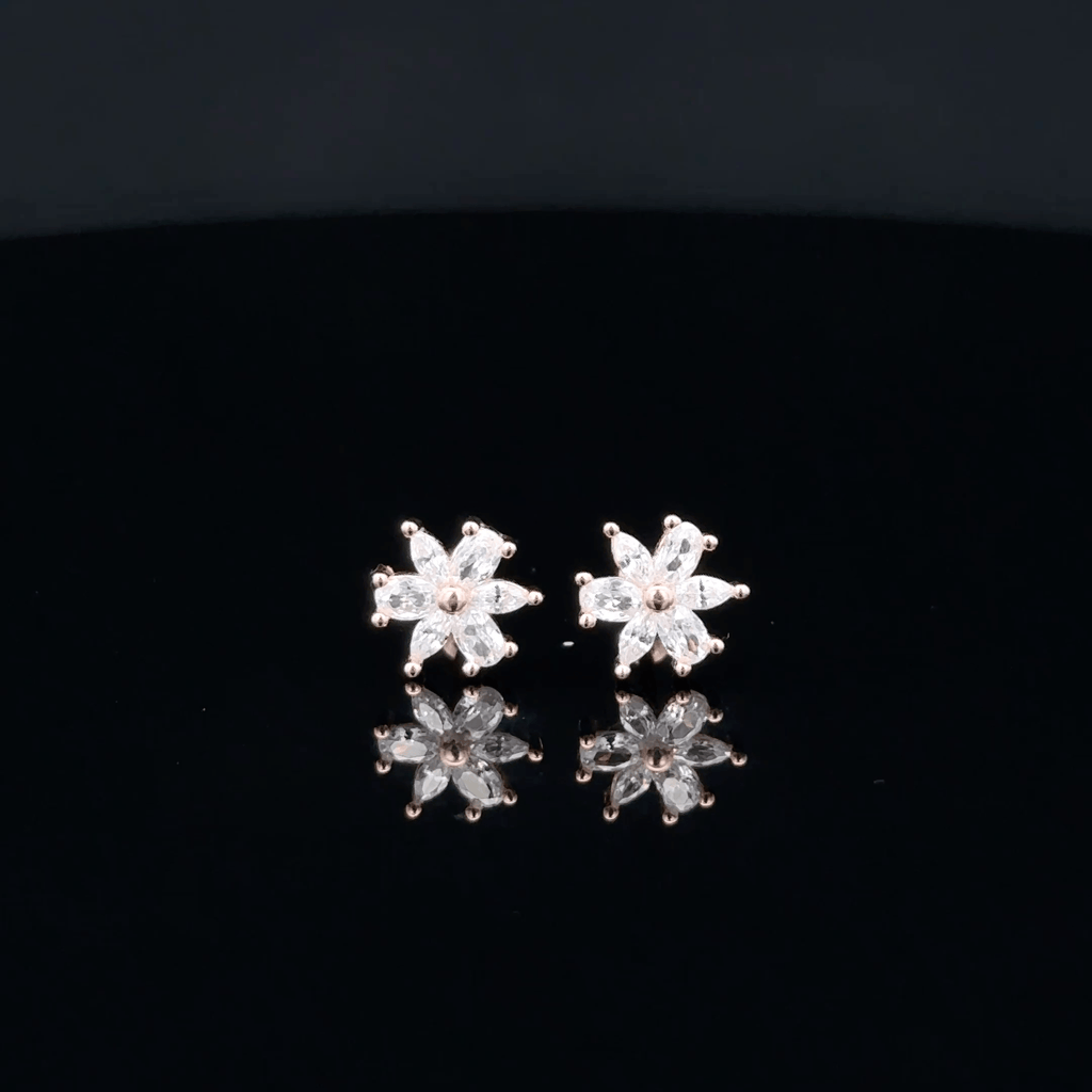 Rose gold Flower second stud