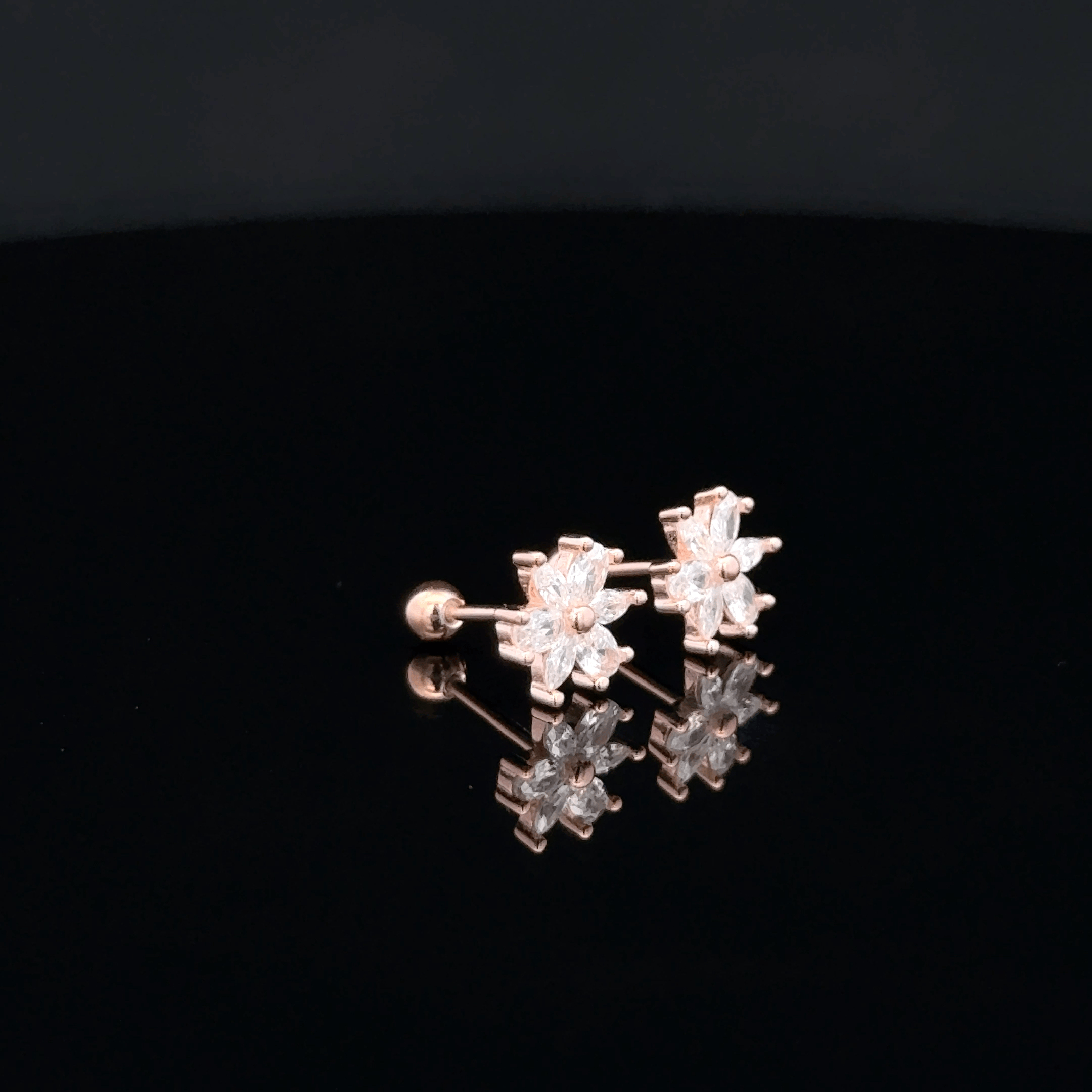 Rose gold Flower second stud