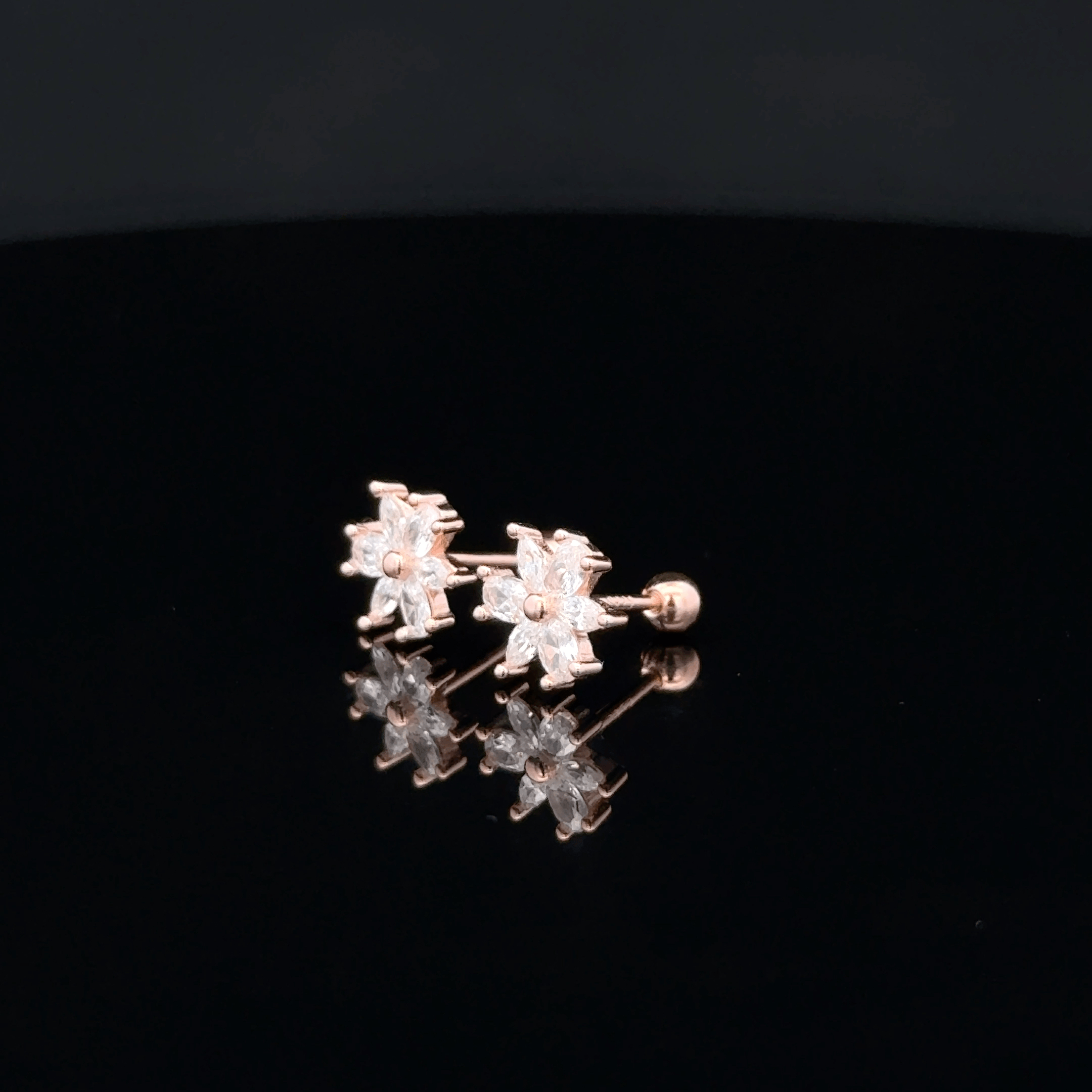 Rose gold Flower second stud