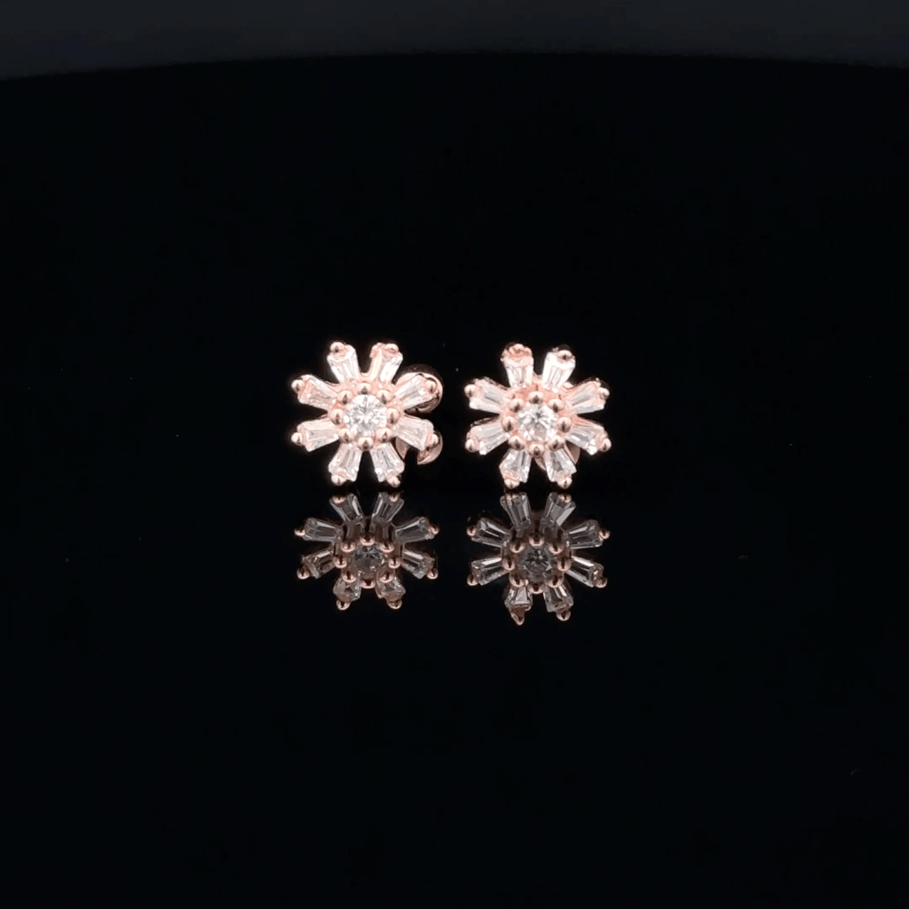 Rose gold flower shape second stud