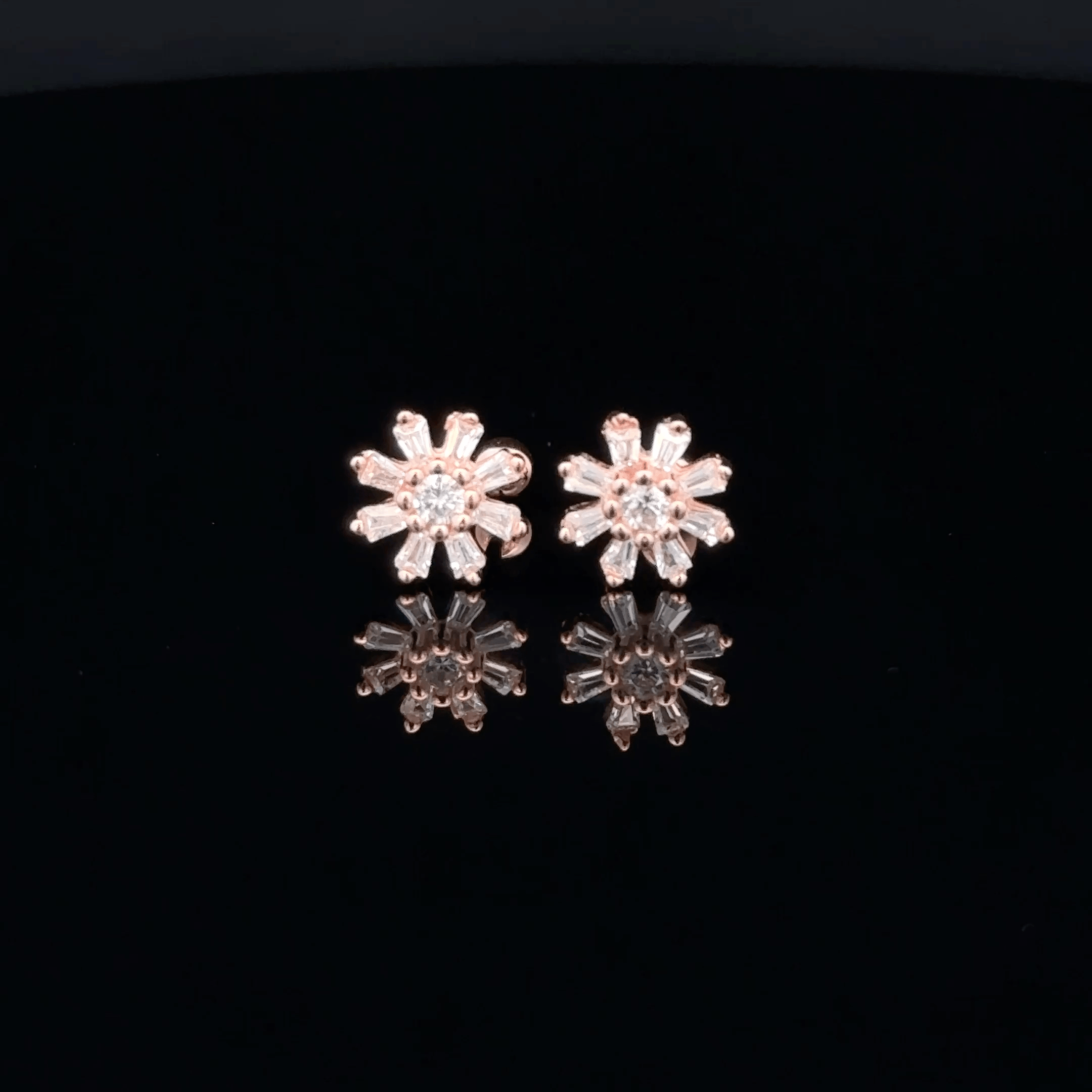 Rose gold flower shape second stud