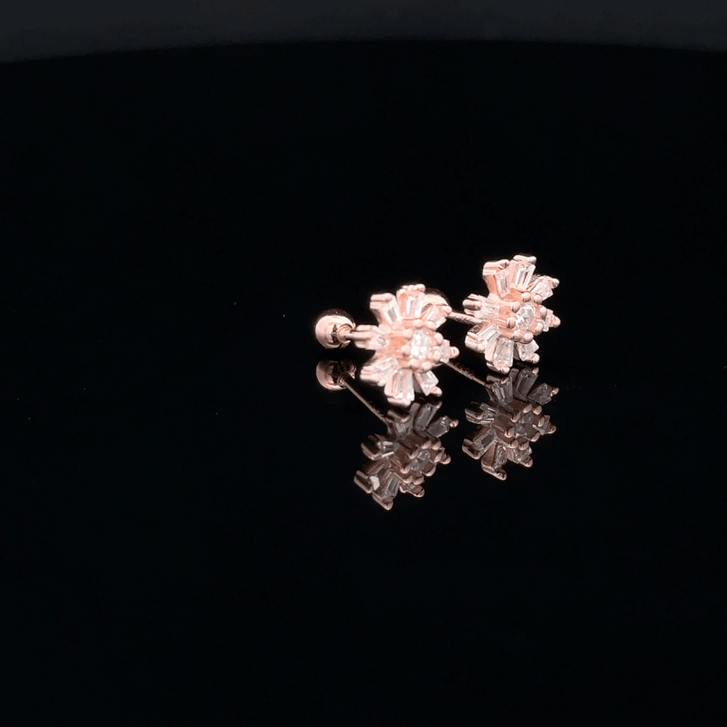 Rose gold flower shape second stud