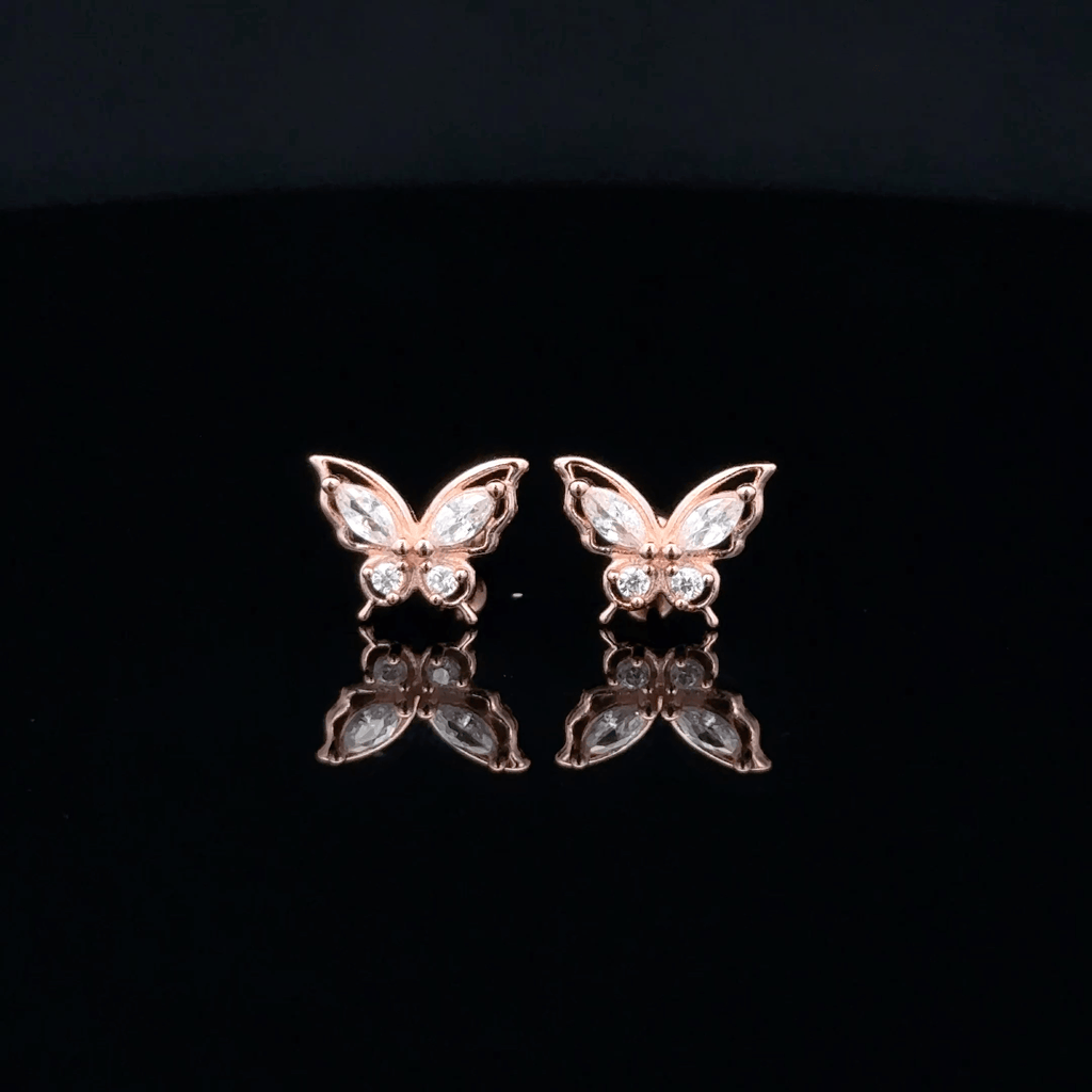Rose gold Butterfly second stud