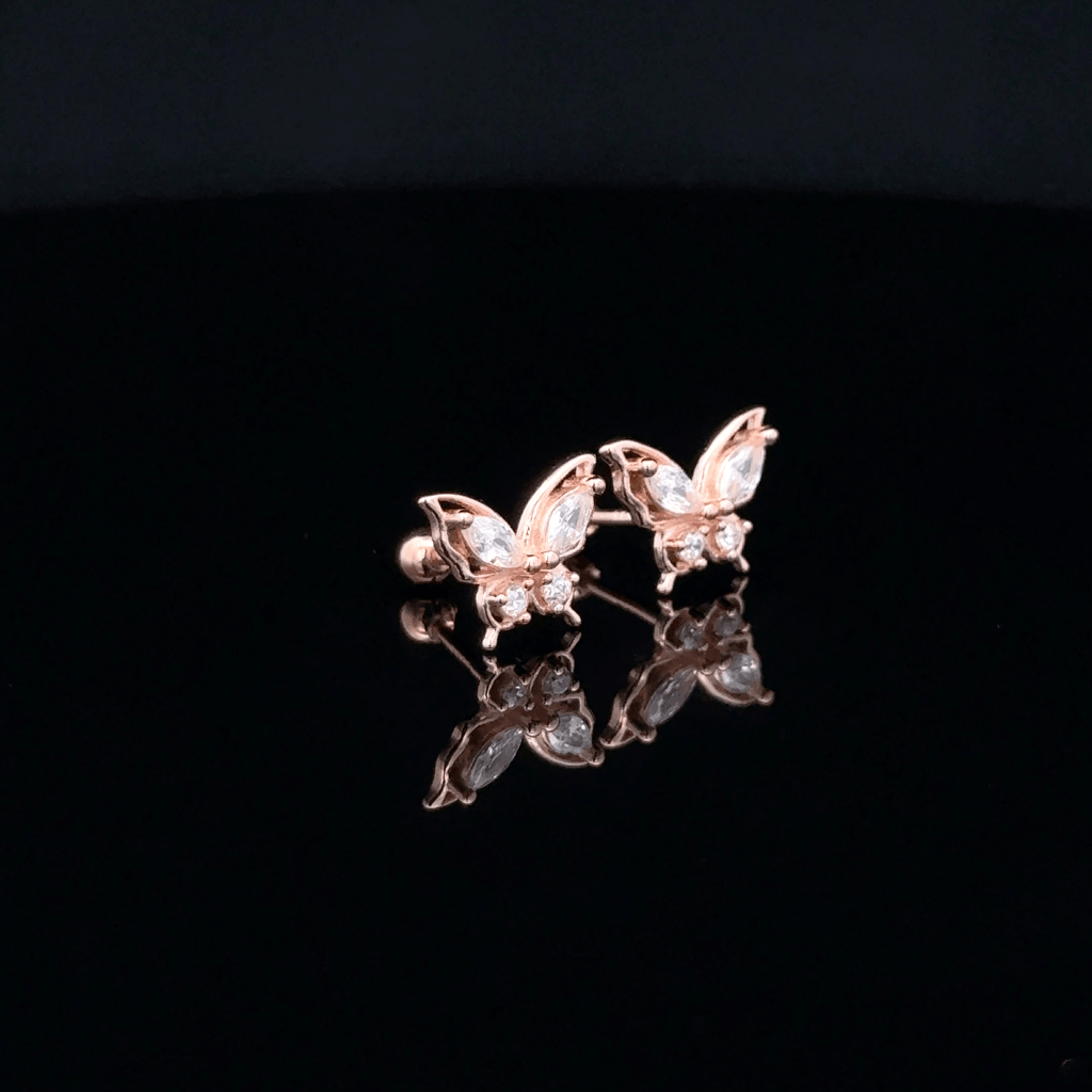 Rose gold Butterfly second stud