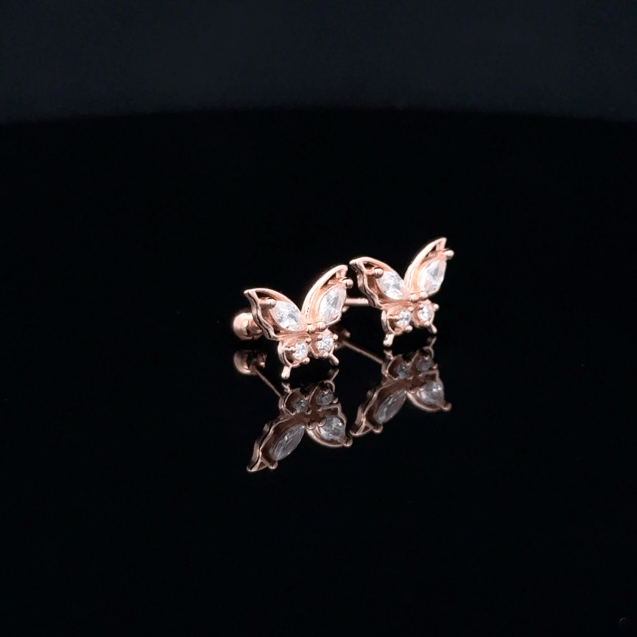 Rose gold Butterfly second stud
