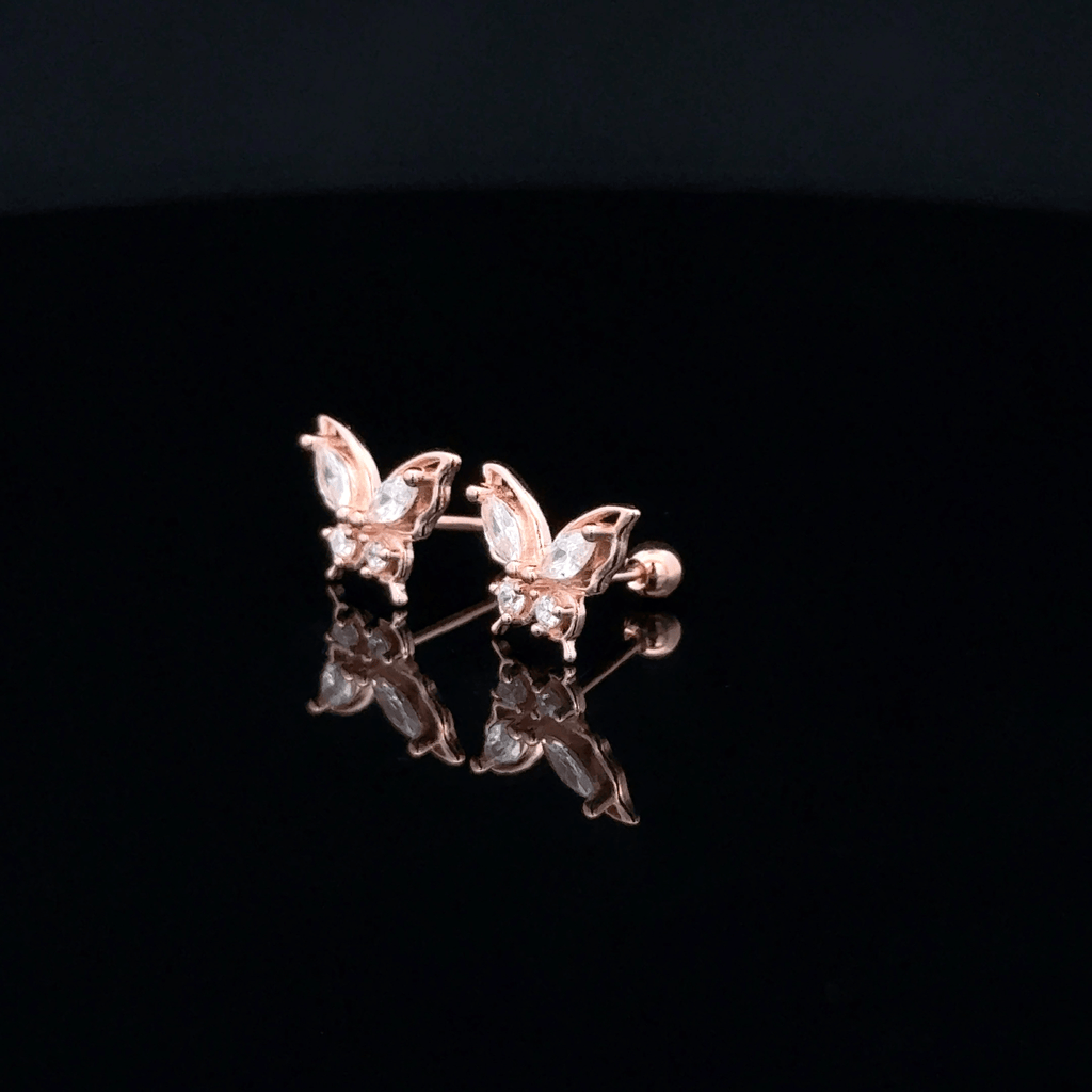 Rose gold Butterfly second stud