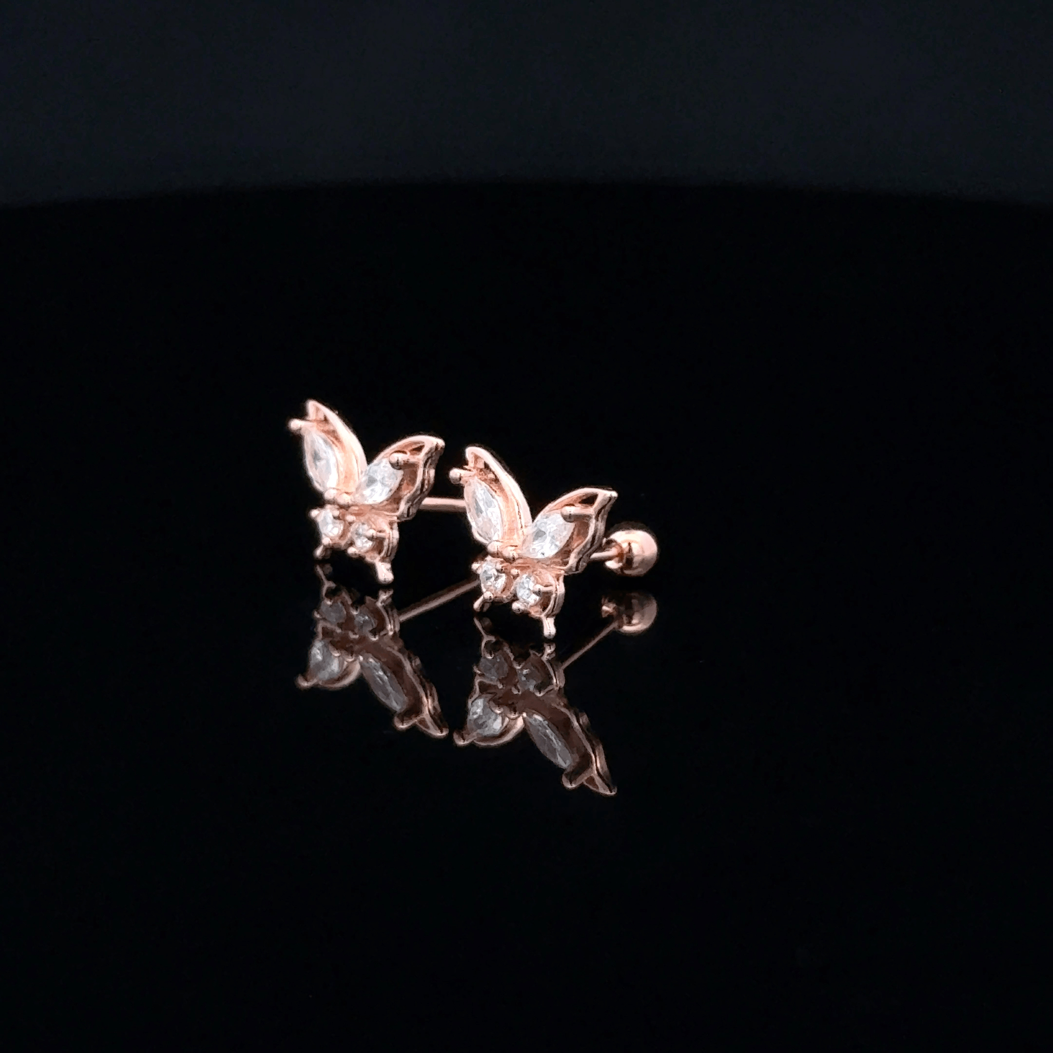 Rose gold Butterfly second stud