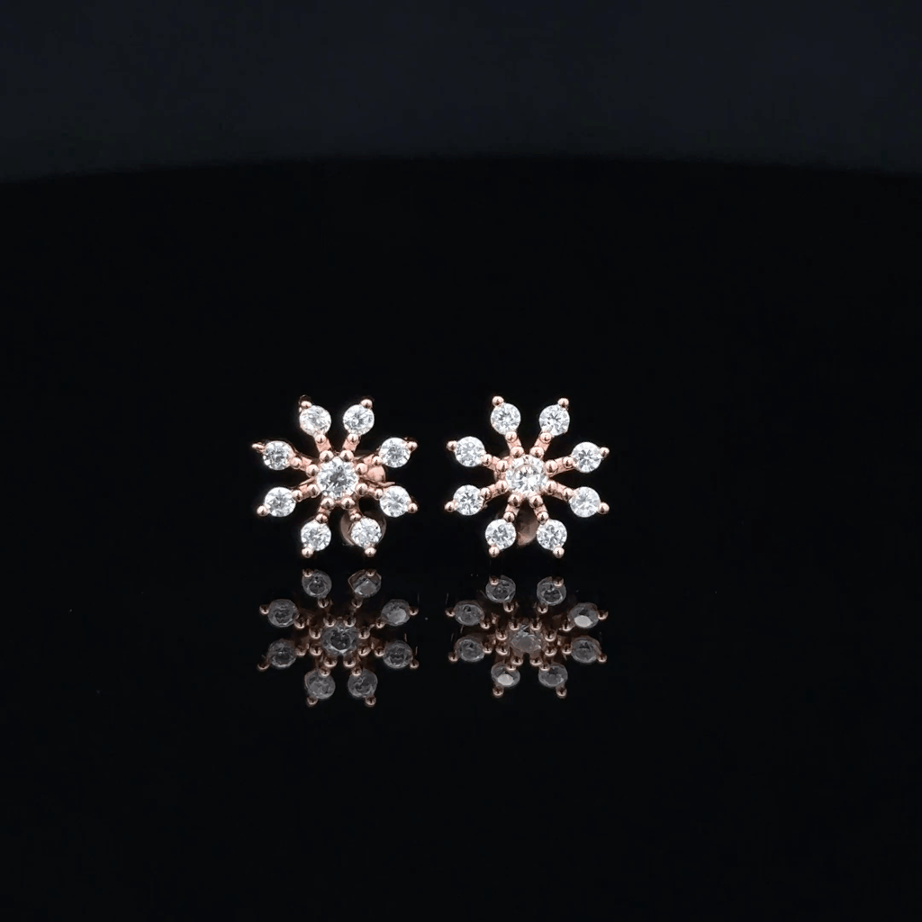 Rose gold sun flower second stud