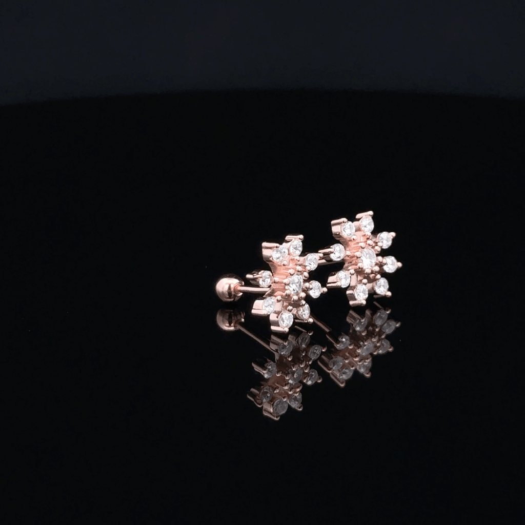 Rose gold sun flower second stud