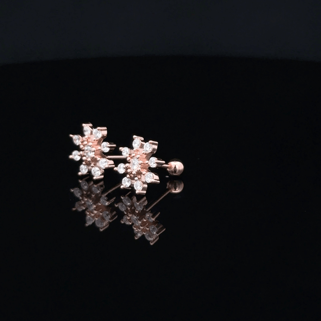 Rose gold sun flower second stud