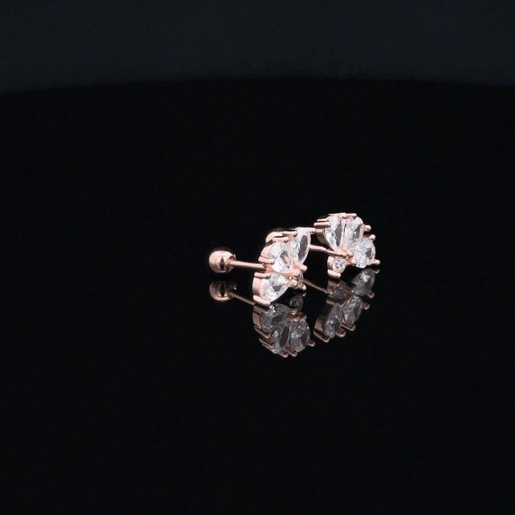 Three Stone Flower Second Stud