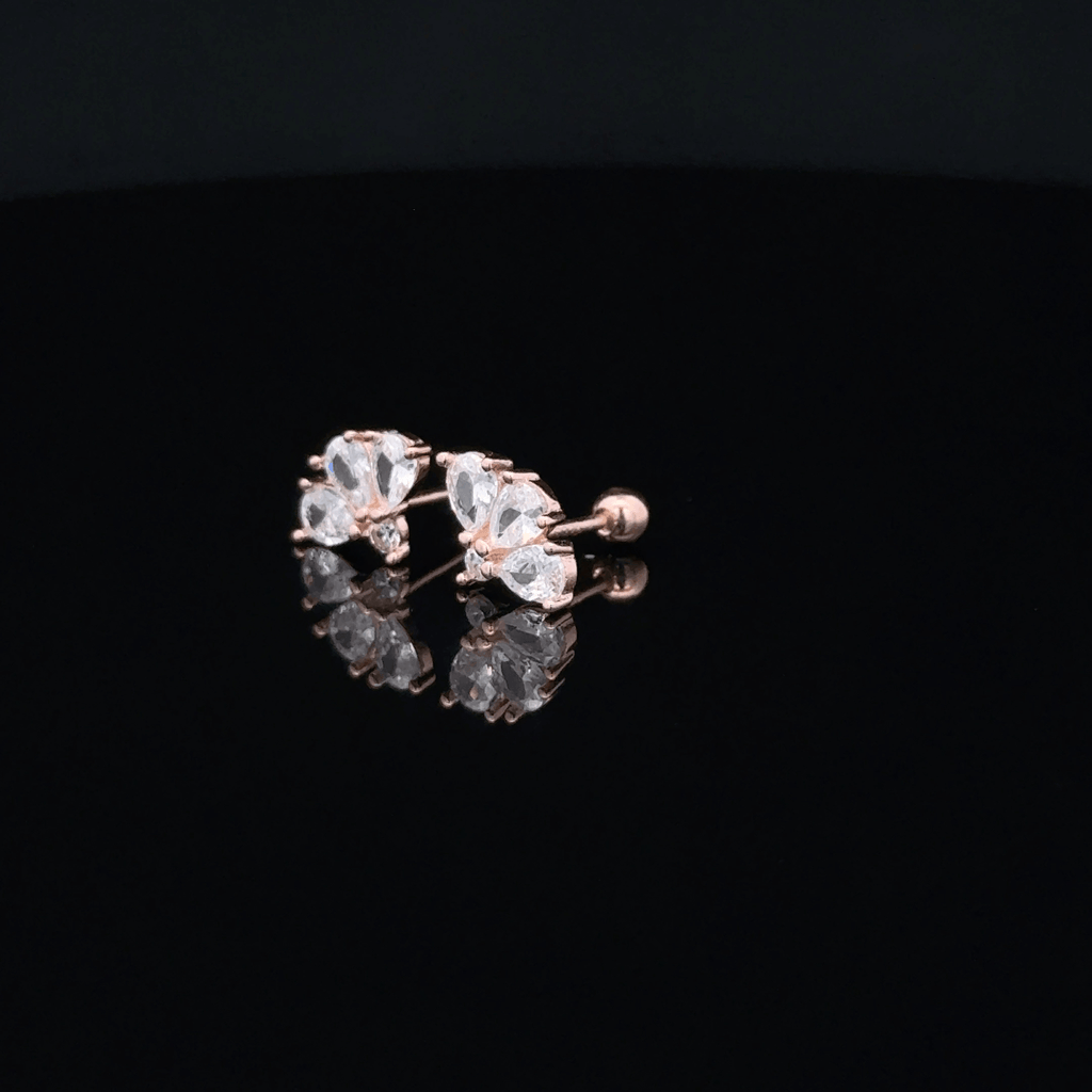 Three Stone Flower Second Stud