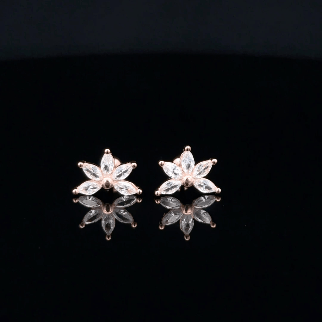 Rose gold Flower shape second stud