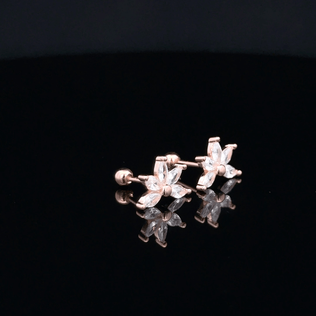 Rose gold Flower shape second stud