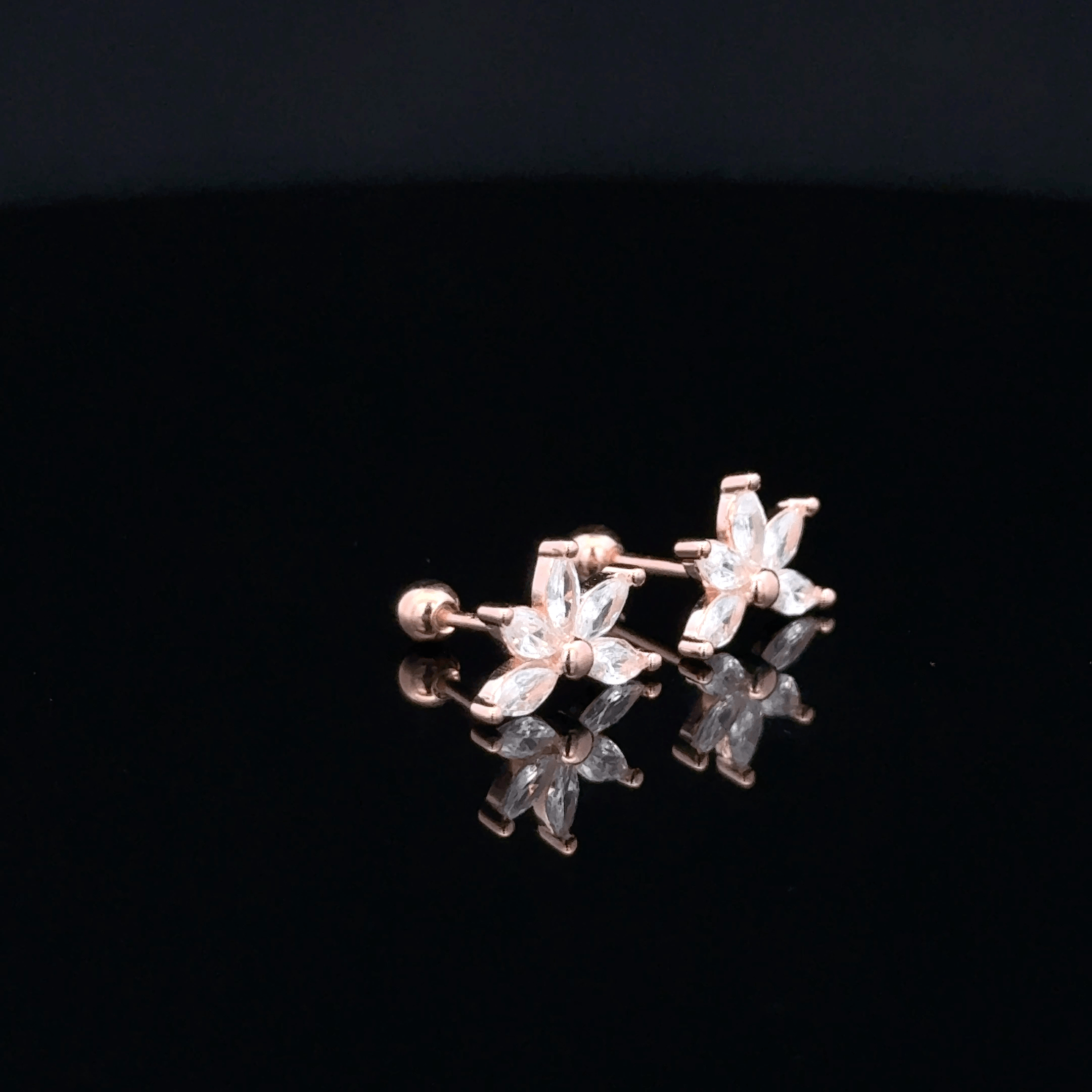 Rose gold Flower shape second stud