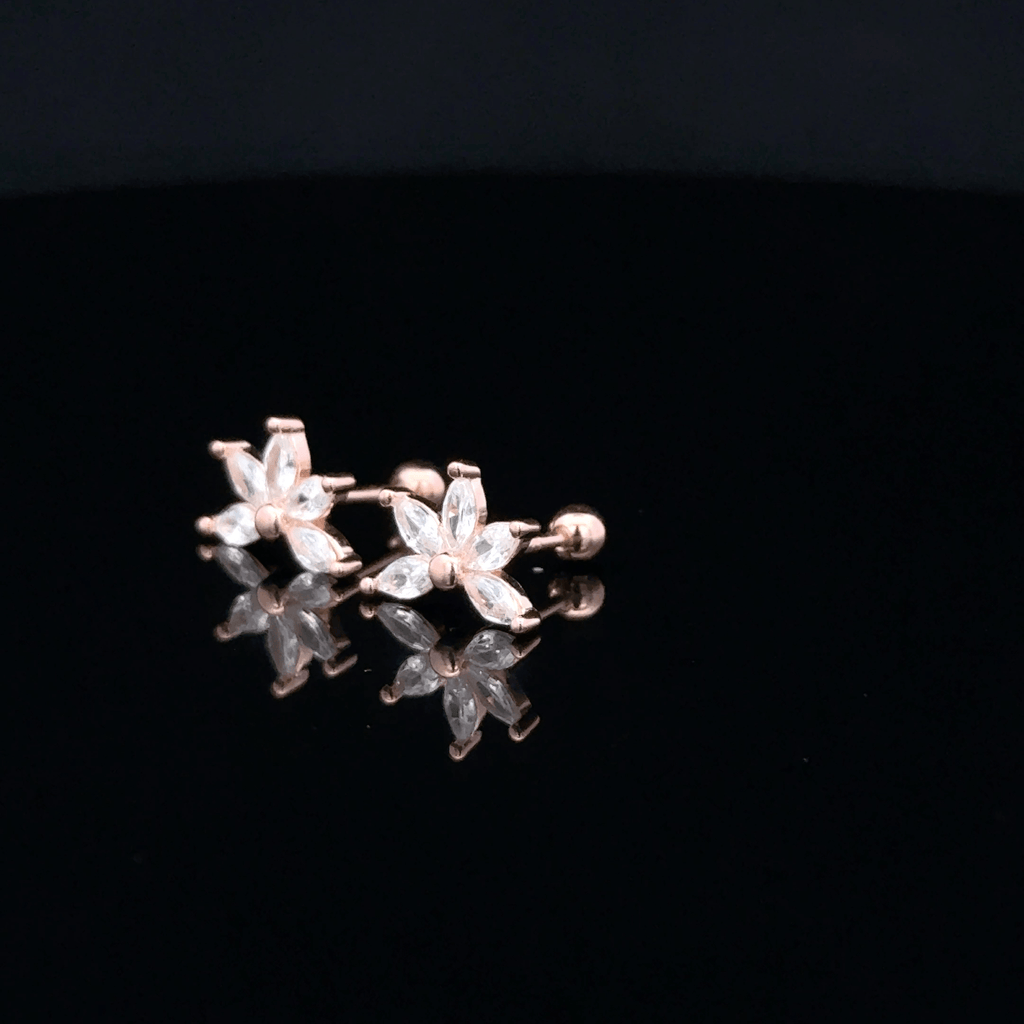 Rose gold Flower shape second stud