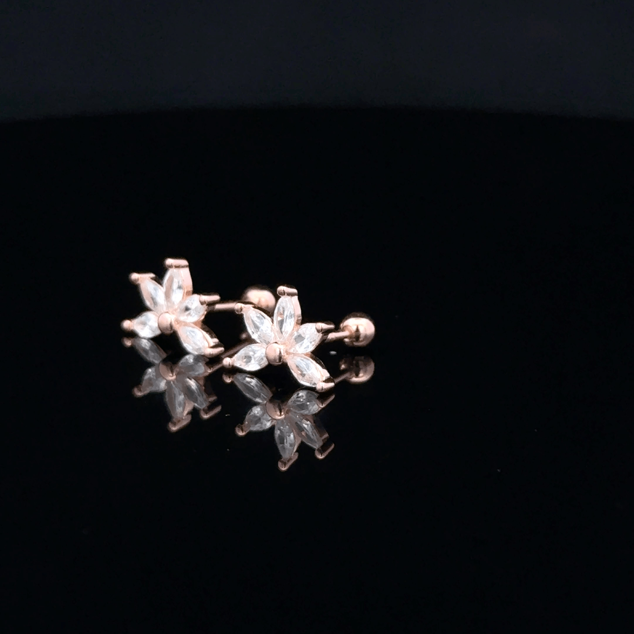 Rose gold Flower shape second stud