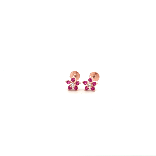 Pink Flower Stud