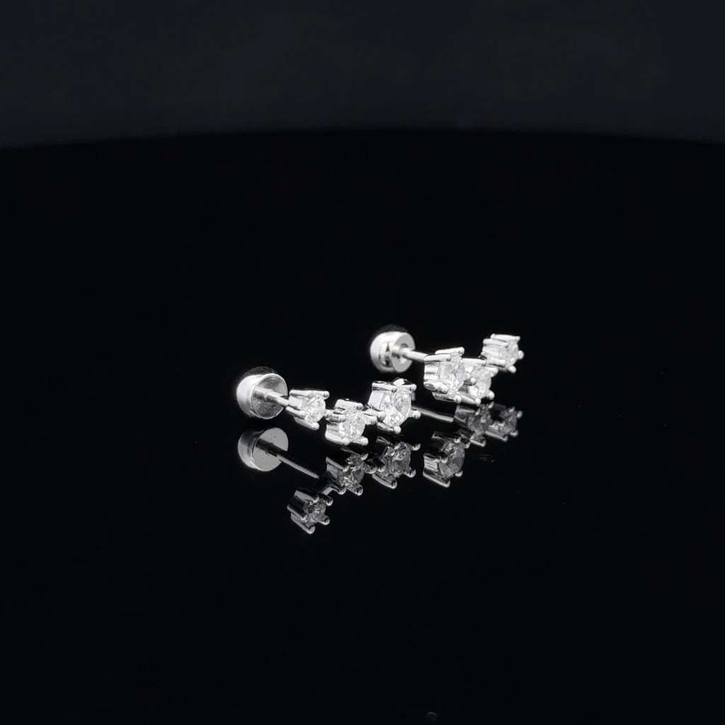Silver 3 Star Second Stud