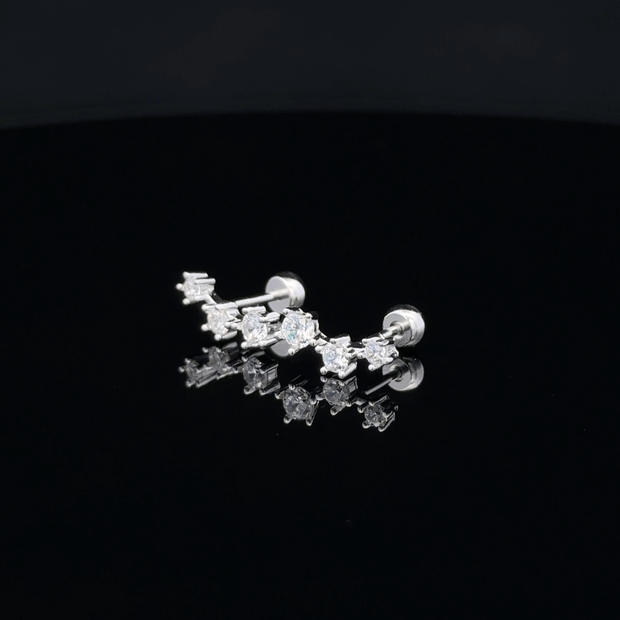 Silver 3 Star Second Stud