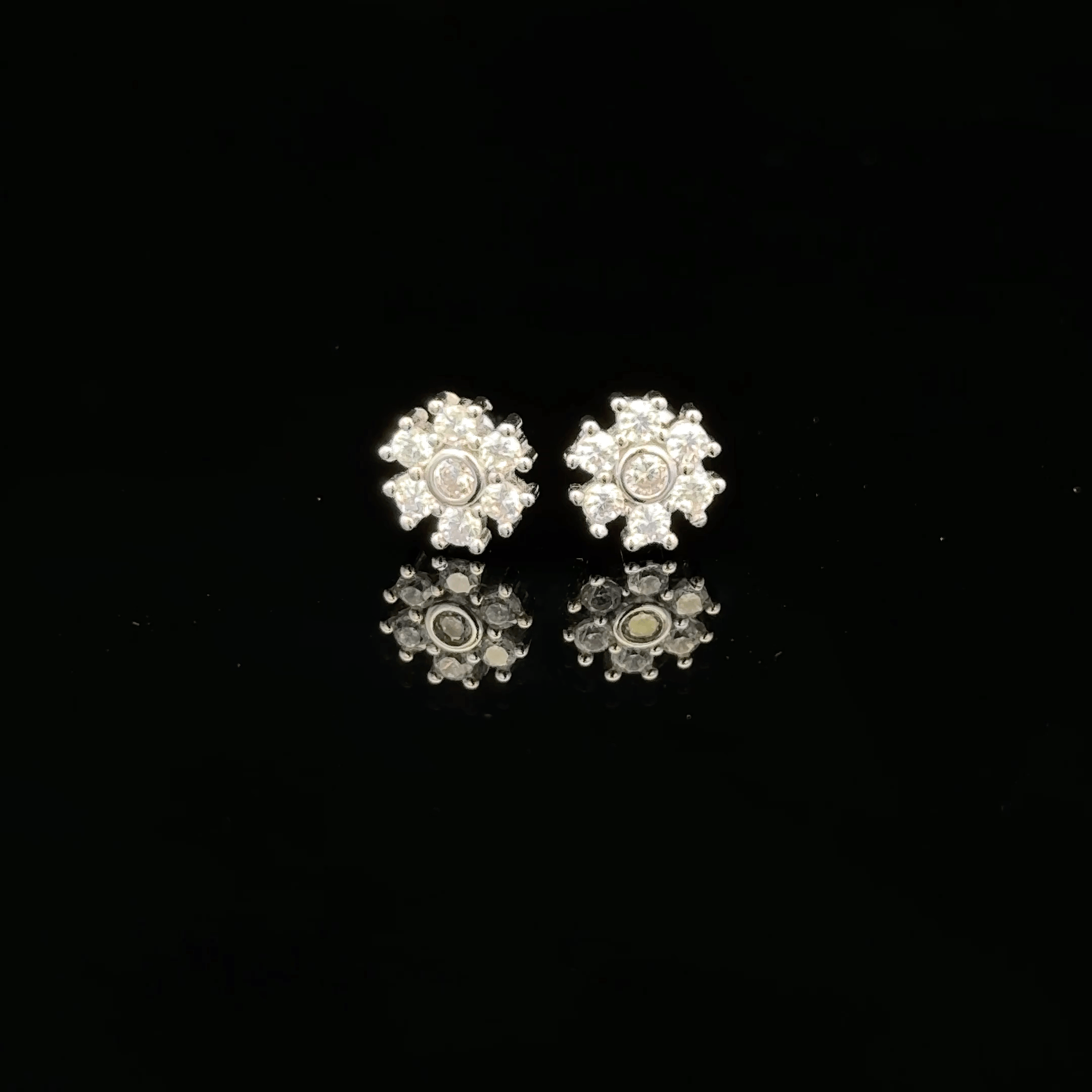 Silver Flower Second Stud