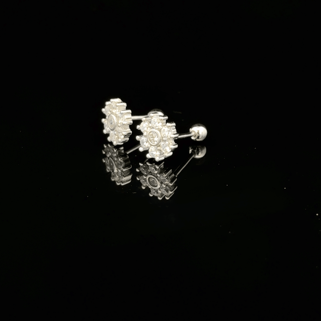 Silver Flower Second Stud