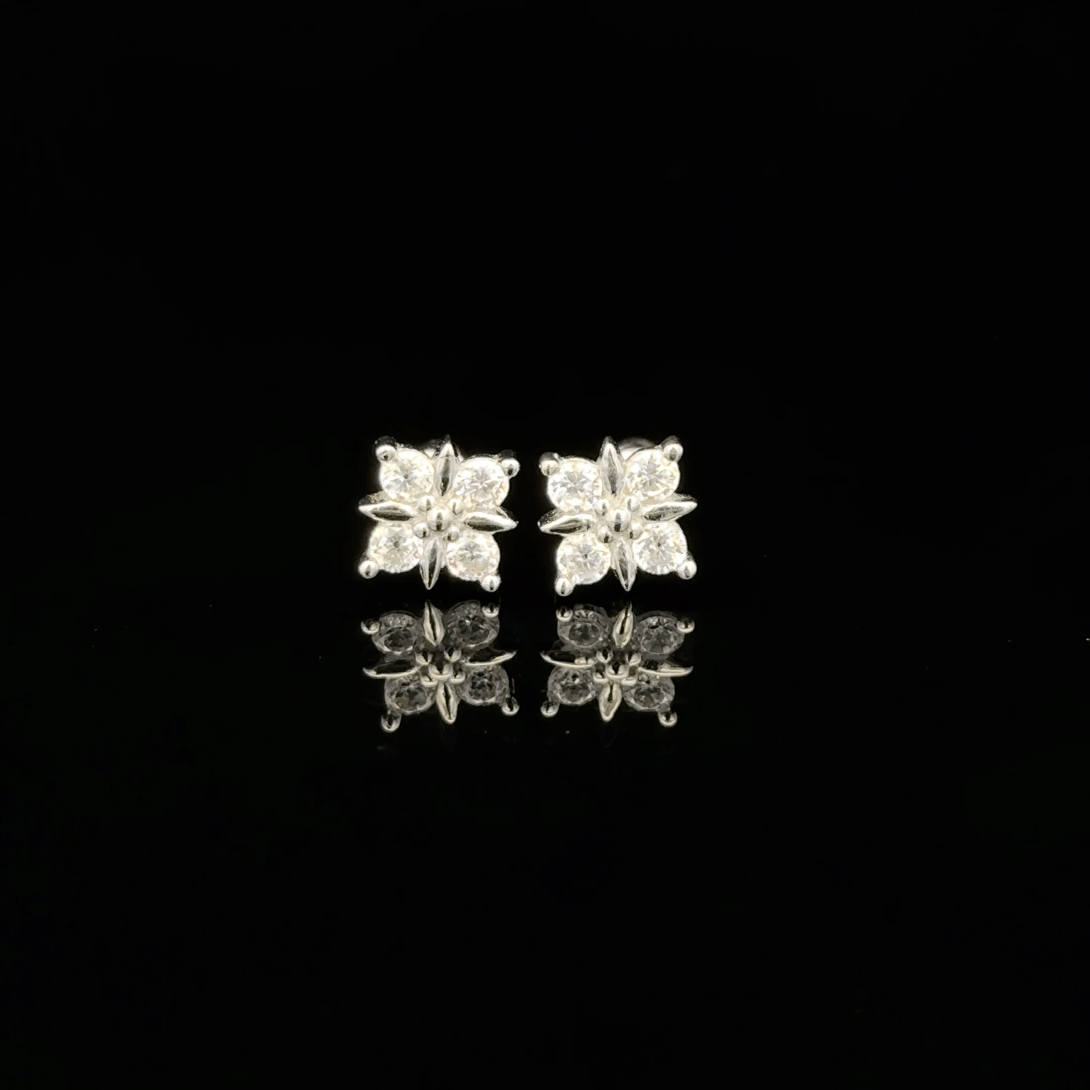 Silver Square stone Second Stud
