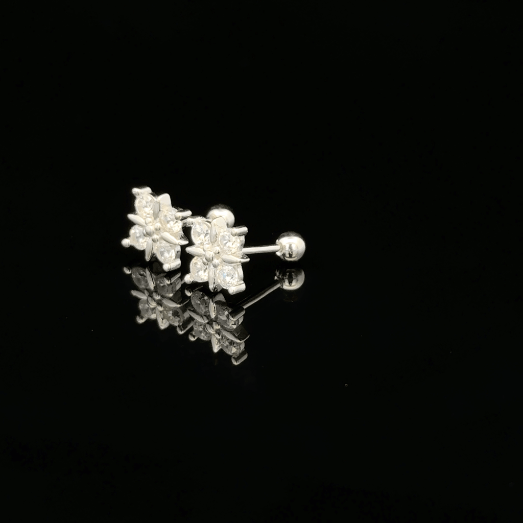 Silver Square stone Second Stud